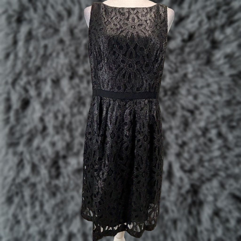 Ralph Lauren Lauren Ralph Lauren Lace Overlay Cocktail Party Dress, Black, Size 10, Sleeveless, Womens Size L / US 10 / IT 46 - 1 Thumbnail