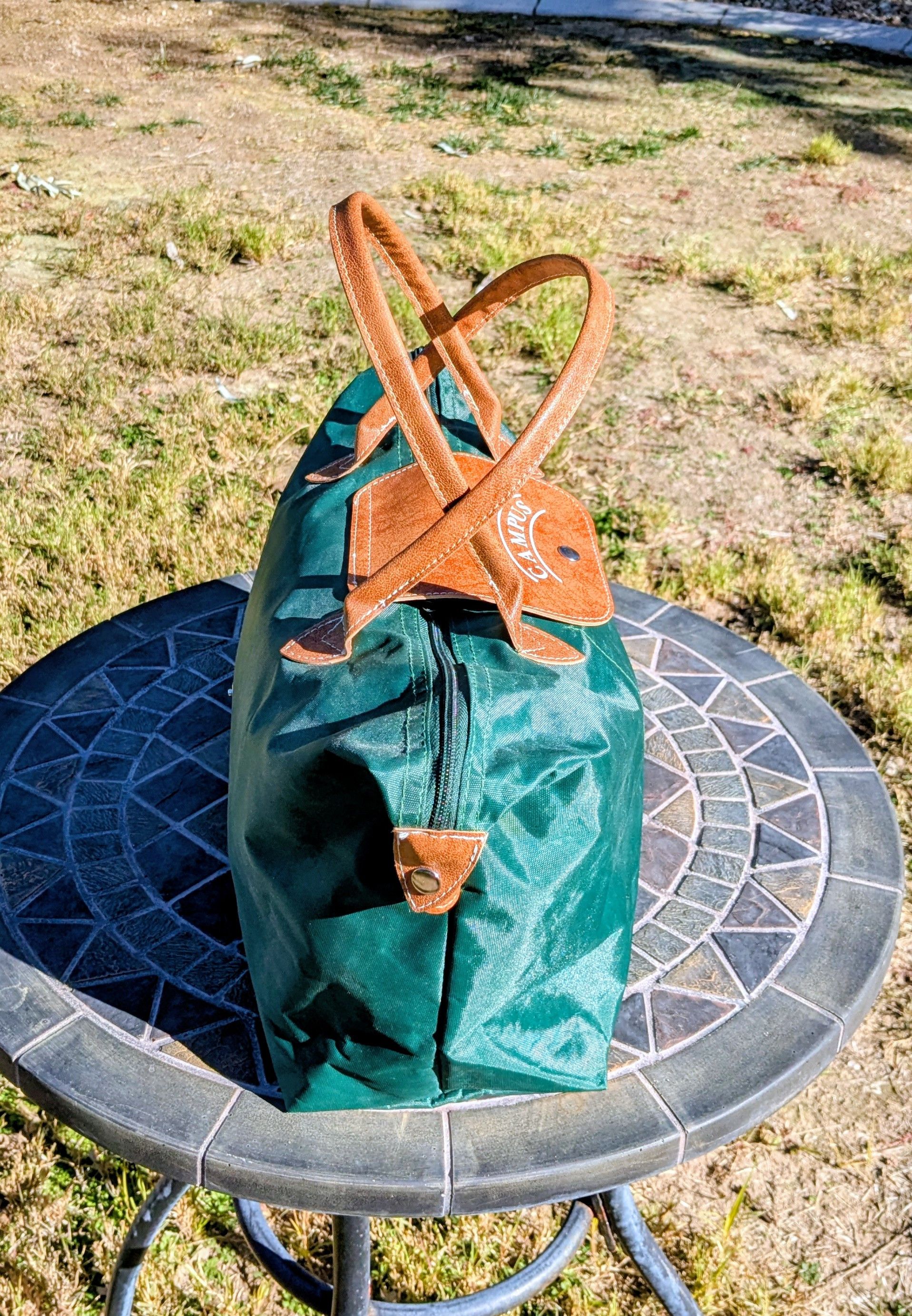 Other Vintage Campus Nylon w/Leather Accents Zip-Up Carry/Tote Bag Size ONE SIZE - 5 Thumbnail