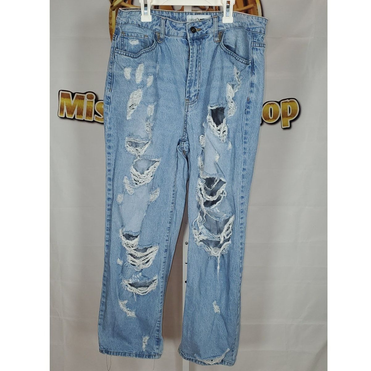 Other Fashion Nova Women Blue Distressed Ripped Denim Jeans 13 Size 36" / US 14 / IT 50 - 1 Thumbnail