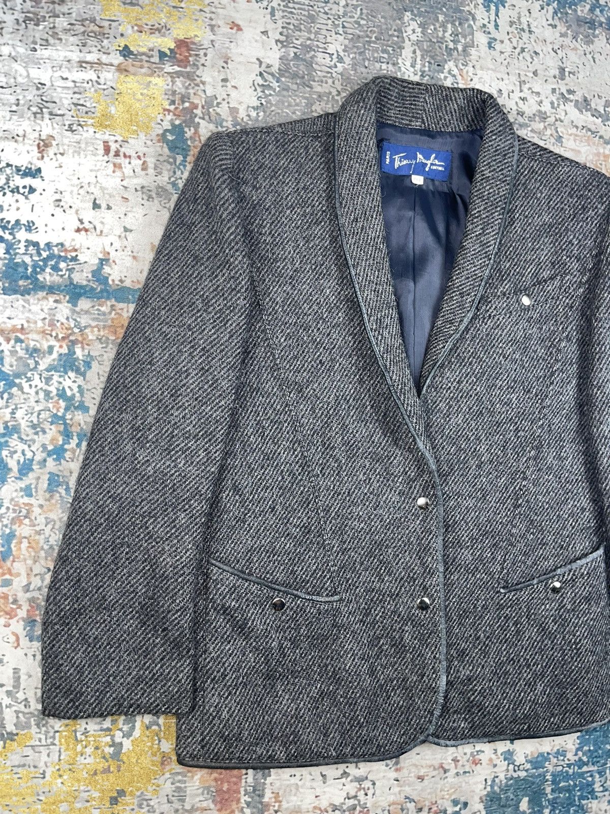 Thierry Mugler Thiery Mugler Wool Tweed Leather Trim Jackets Size M / US 6-8 / IT 42-44 - 2 Thumbnail