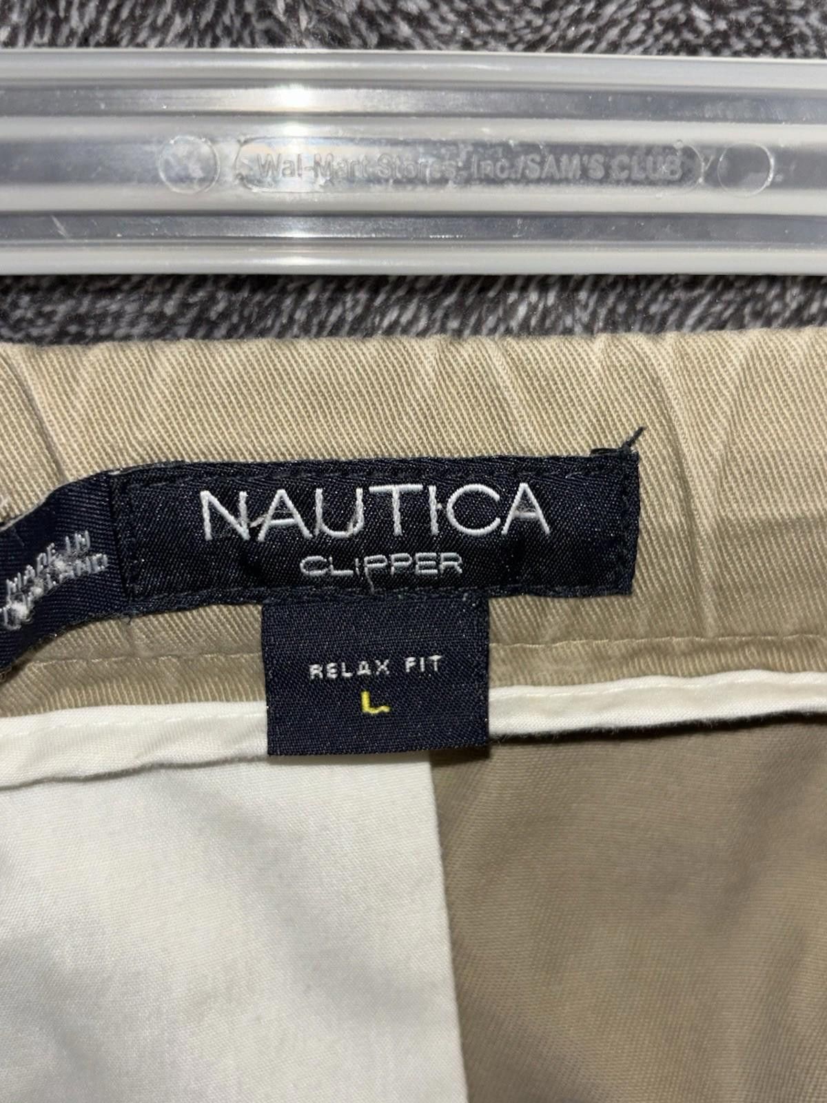 Nautica Nautica Clipper Mens L Khaki Elastic Waist Shorts Relax Fit Size US 34 / EU 50 - 4 Thumbnail