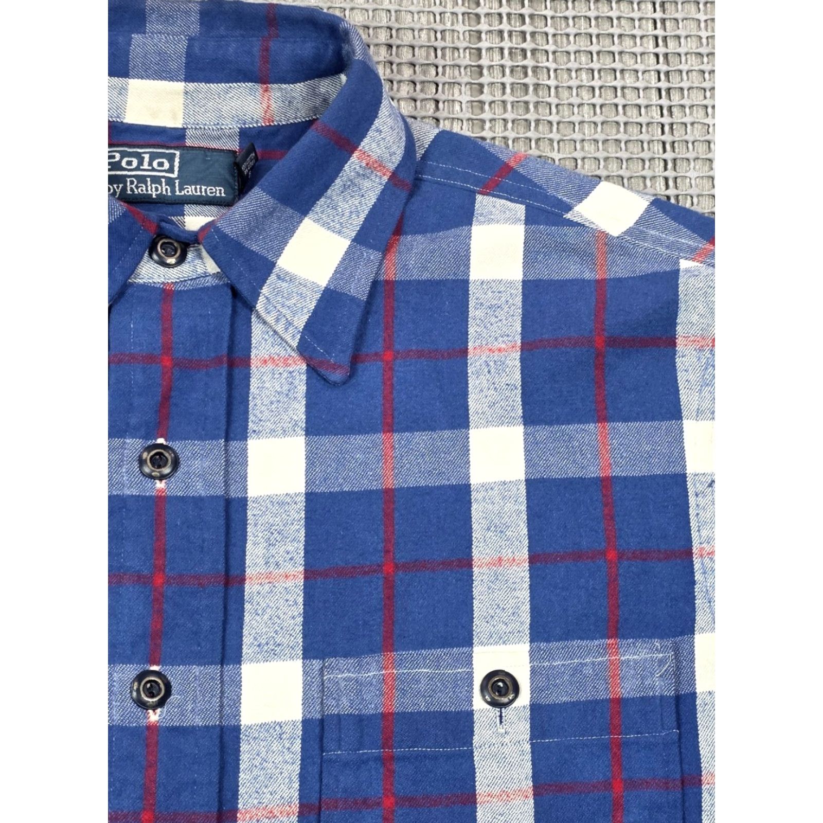 Polo Ralph Lauren VINTAGE Polo Ralph Lauren Shirt Mens M Blue Plaid Naval RLPC Work Flannel Chinstrap Button-Up Size US M / EU 48-50 / 2 - 4 Thumbnail