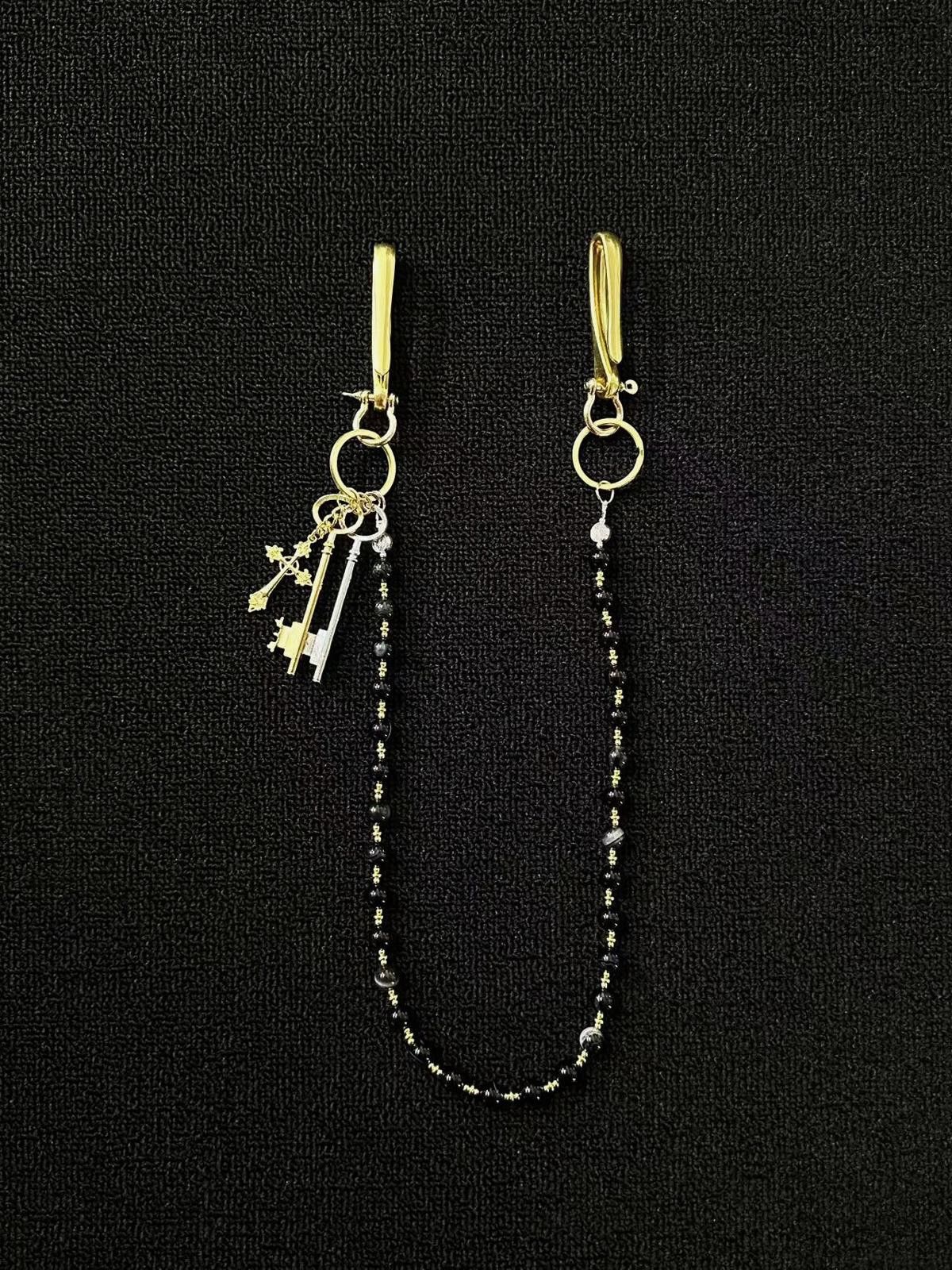 Jewelry Black Beaded Gold Keychain Chain for Men, Stylish Accessory Size ONE SIZE - 6 Thumbnail