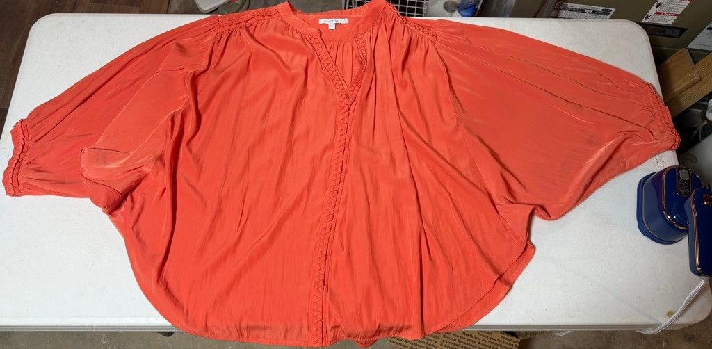 Chicos Romantic Coral Balloon Sleeve Blouse | Cottagecore Boho Size M / US 6-8 / IT 42-44 - 3 Thumbnail