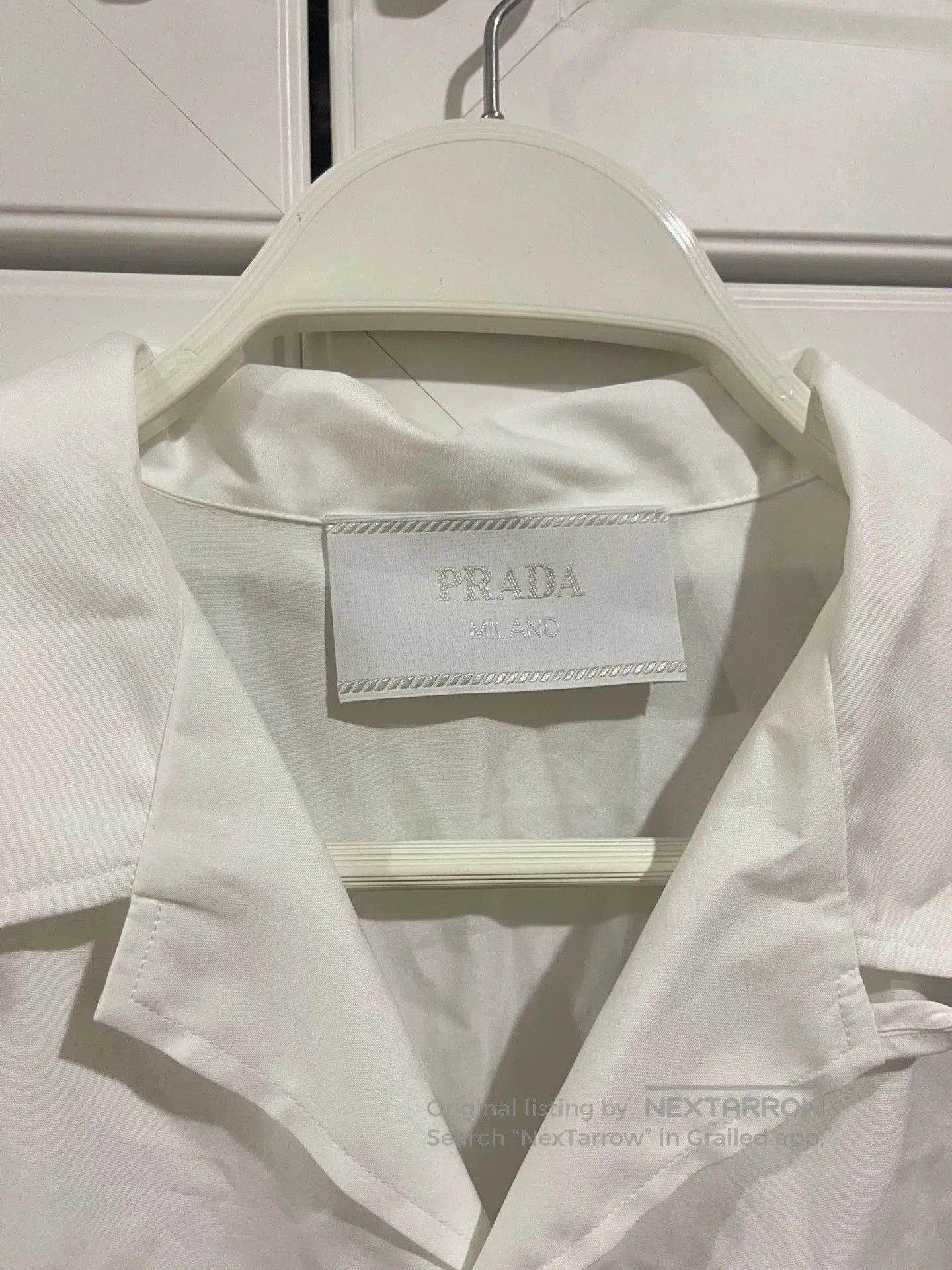 Prada White Short Sleeve Button-Up with Black Floral Print. Size US M / EU 48-50 / 2 - 5 Thumbnail
