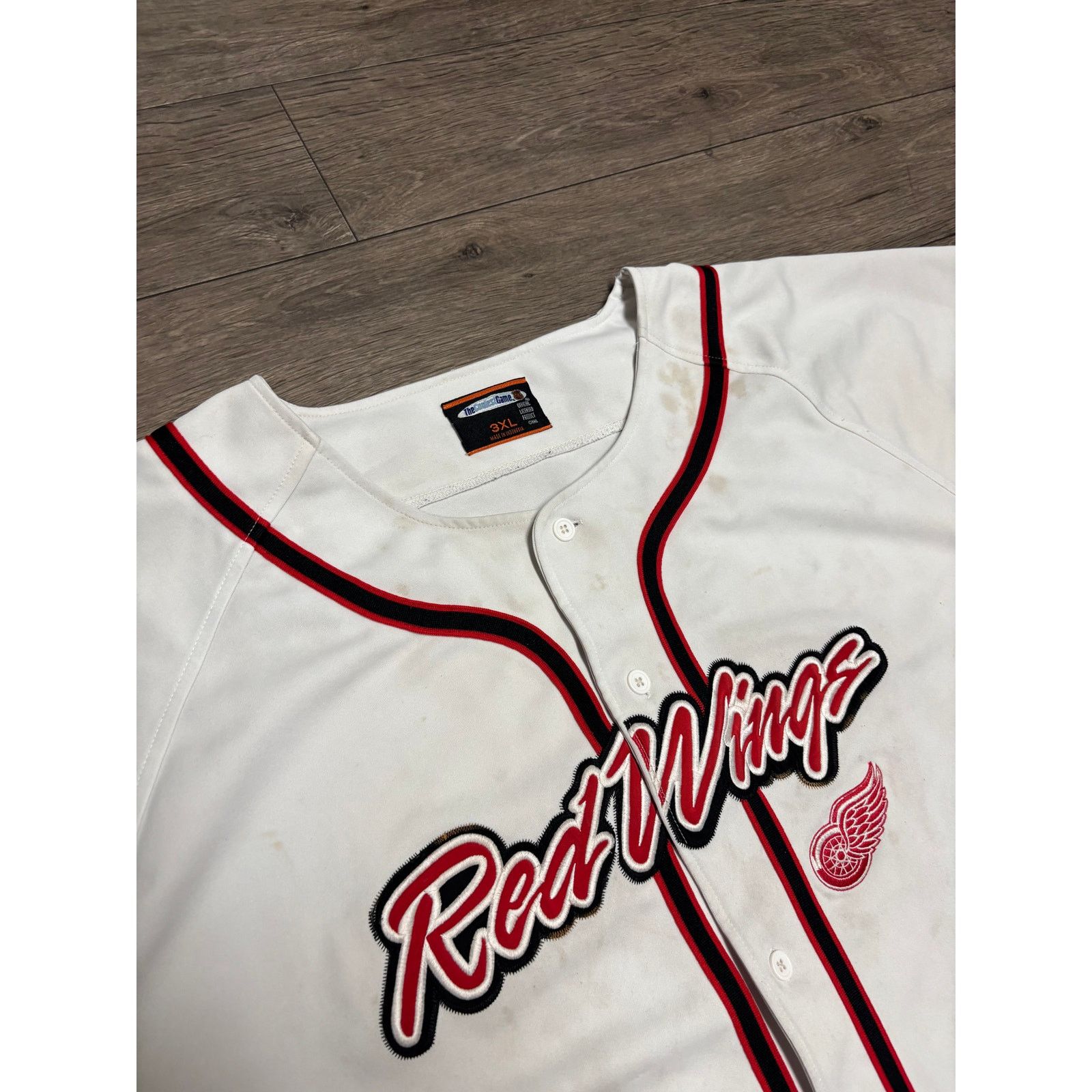 MLB × NHL × Vintage Vintage Detroit Red Wings Baseball Jersey Sz 3XL White 00s Size US XXL / EU 58 / 5 - 3 Thumbnail