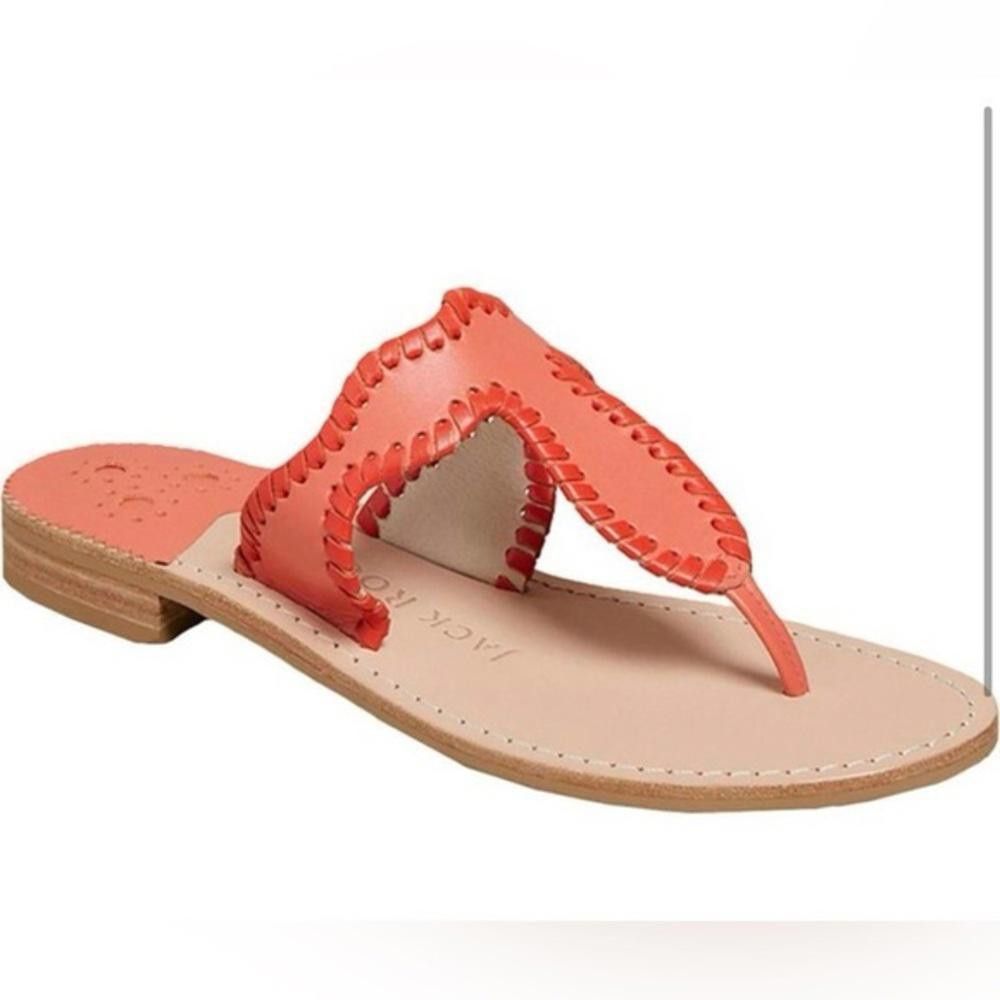 Designer Jack Roger l Jackie Leather Orange Sandals 9.5 Size US 9.5 / IT 39.5 - 1 Thumbnail