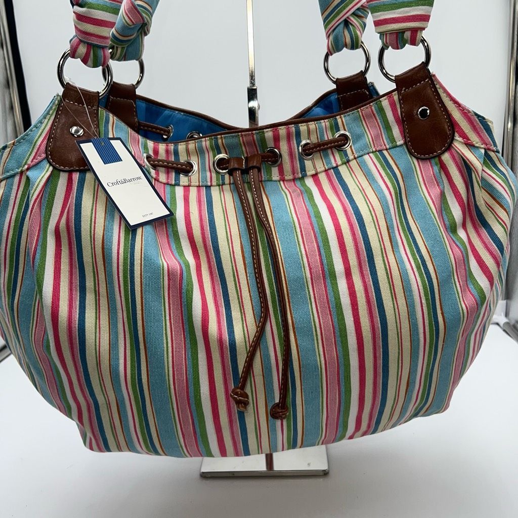 Croft & Barrow Croft and Barrow Vintage y2k summer pink & blue striped canv Size ONE SIZE - 4 Thumbnail