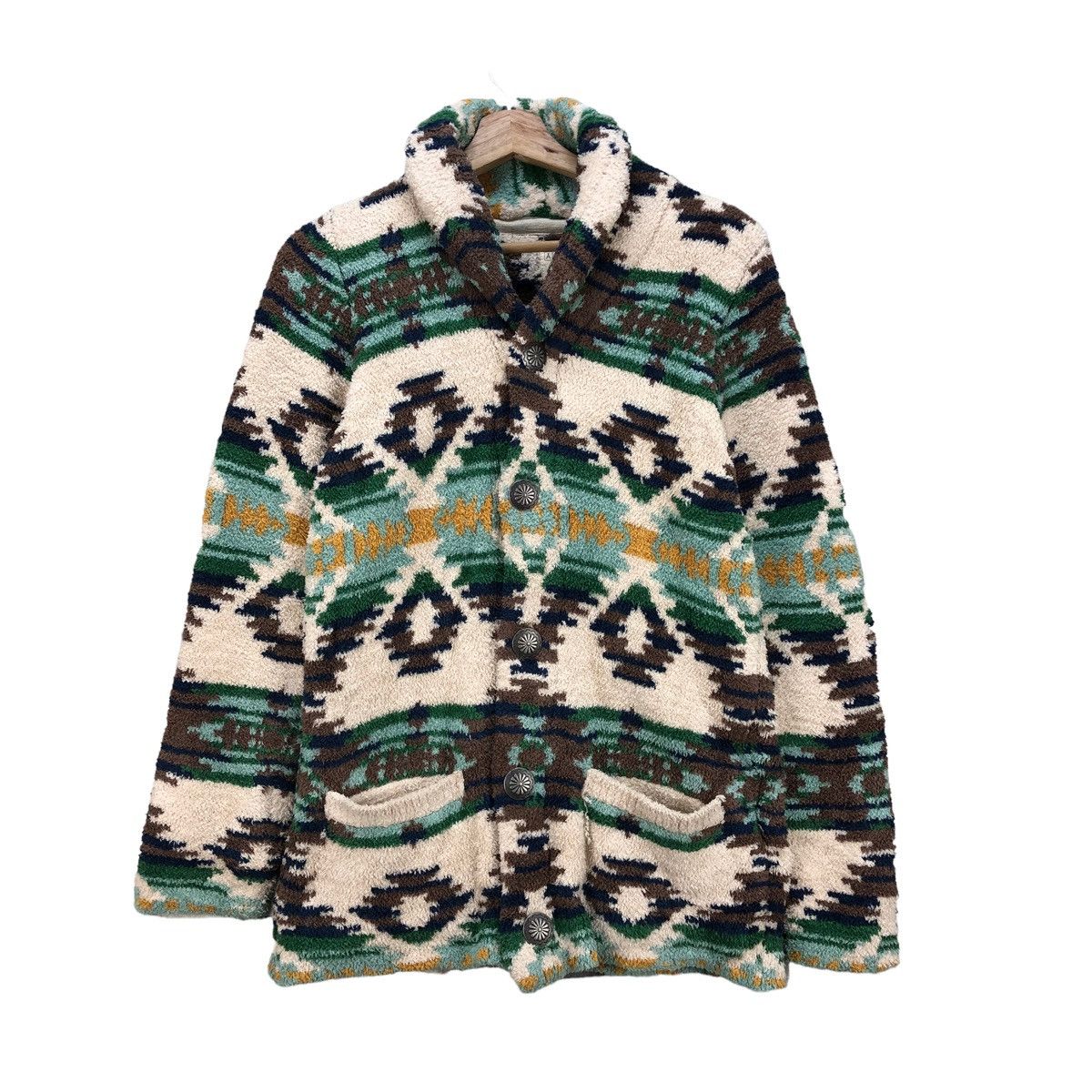 Aran Isles Knitwear Japanese Brand Nice Design Native Fleece Jacket Size US S / EU 44-46 / 1 - 1 Thumbnail