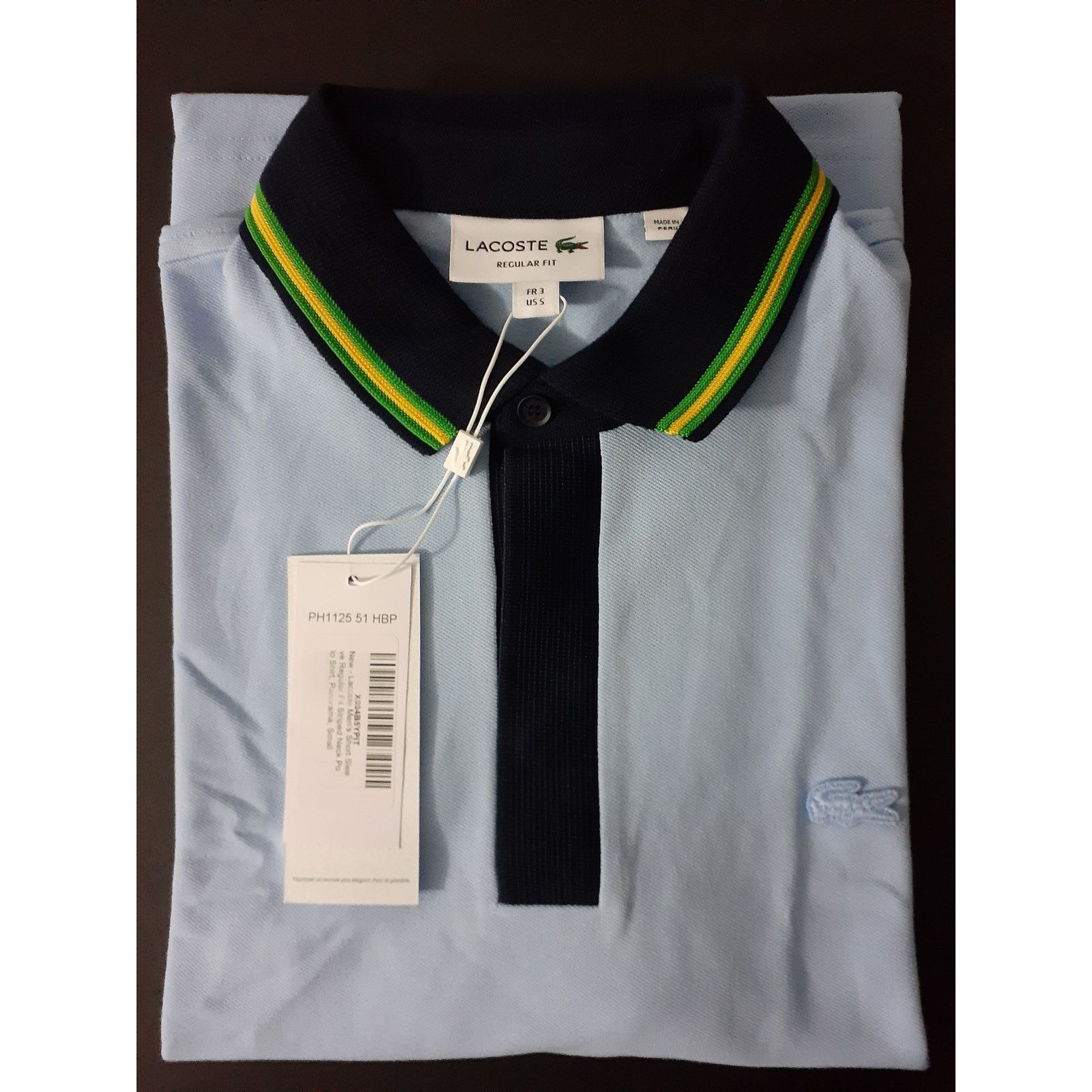 Lacoste Lacoste Men's Short Sleeve Regular Fit Striped Neck Polo S Size US S / EU 44-46 / 1 - 2 Thumbnail