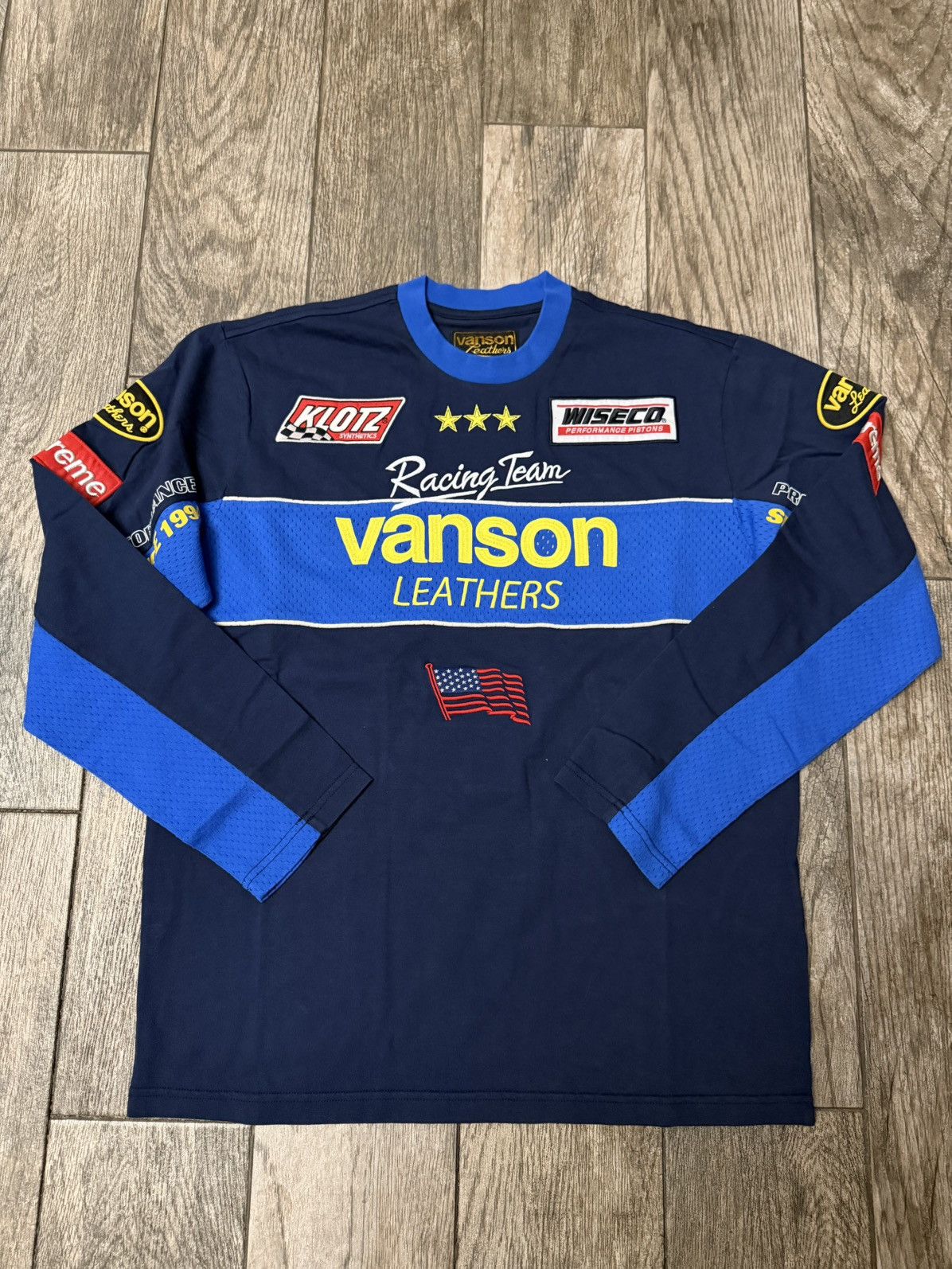 Supreme Vanson Leathers L/S Top Navy (Size Large)