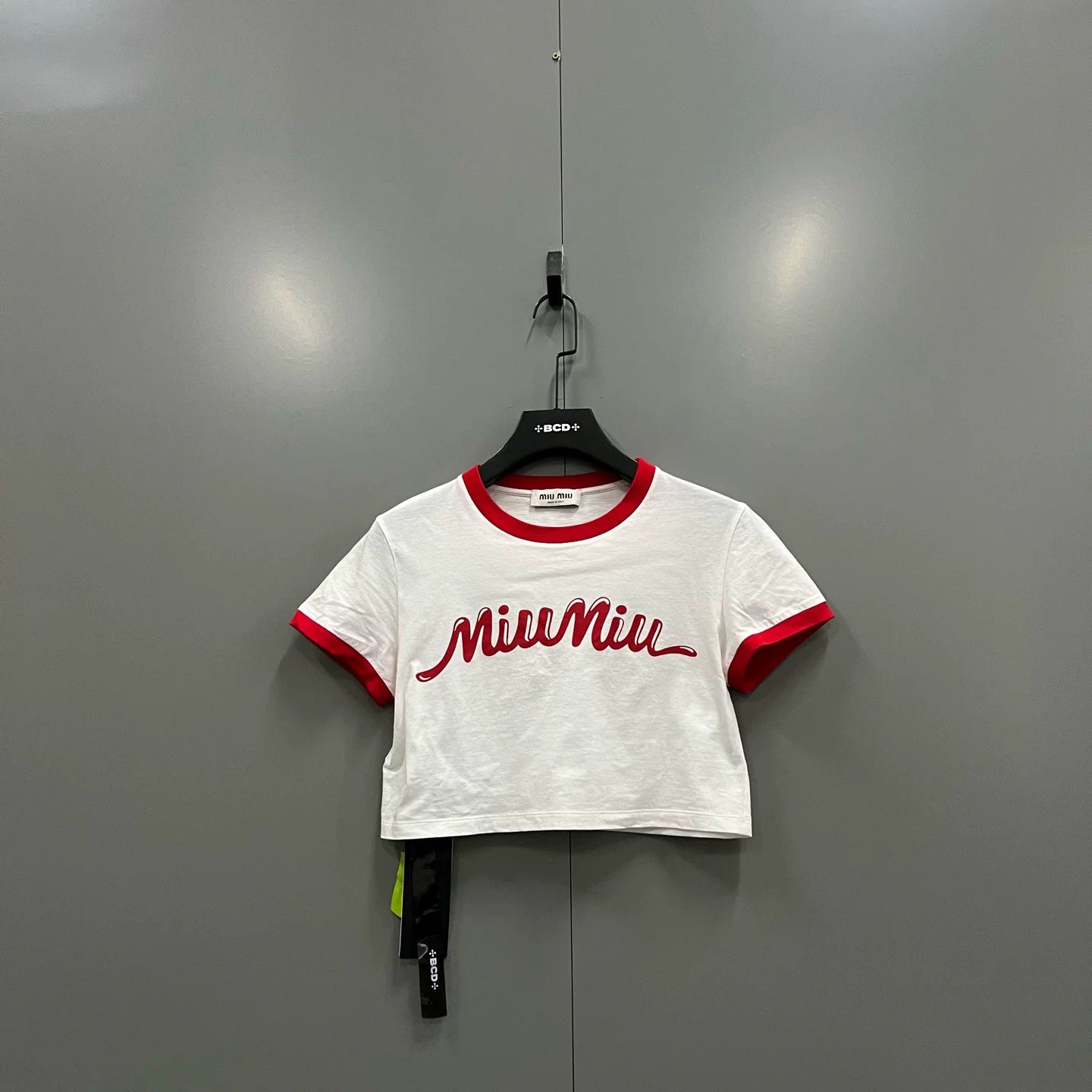 Miu Miu Miu Miu White Red Logo Short Sleeve Size M / US 6-8 / IT 42-44 - 1 Thumbnail