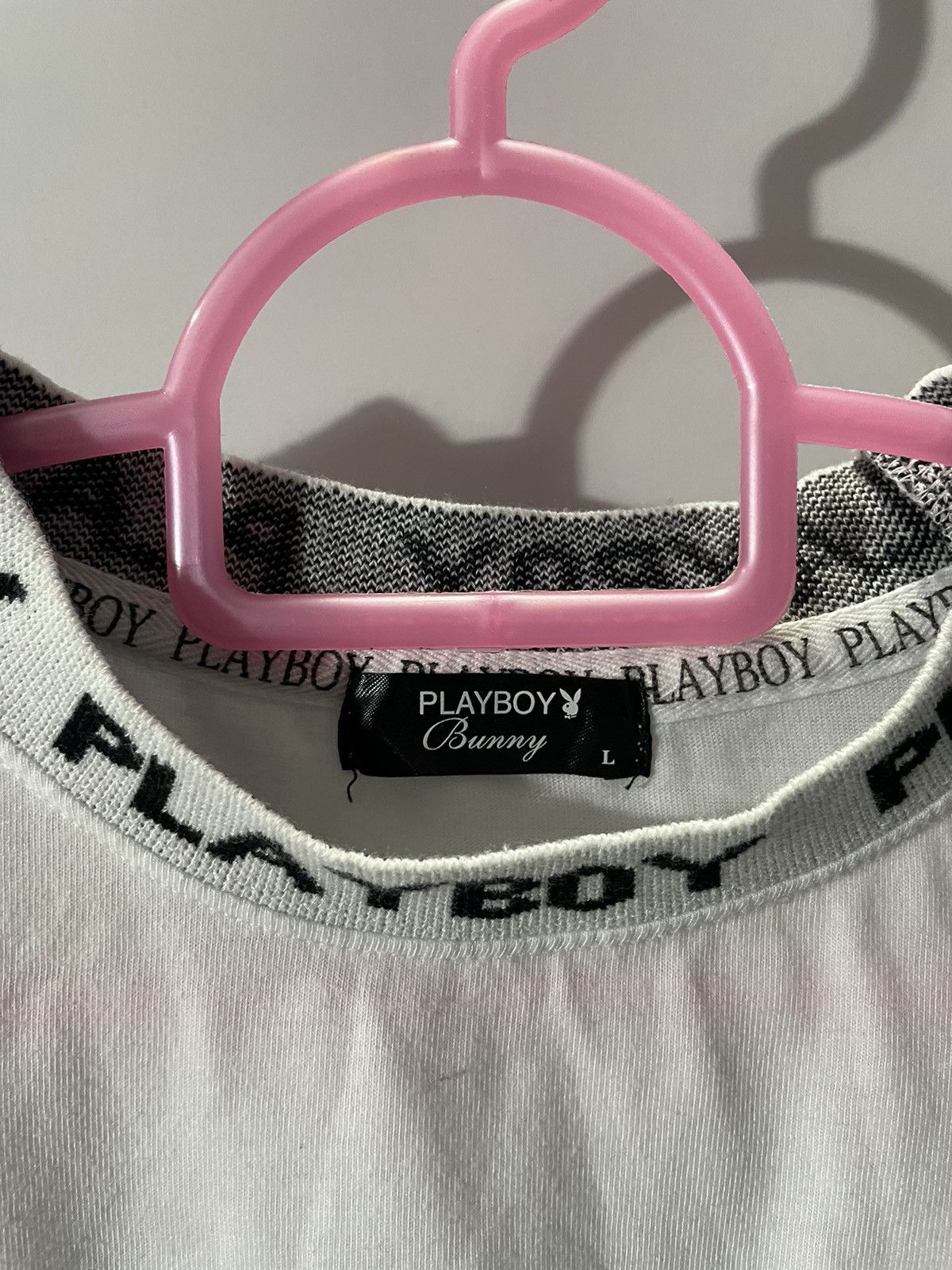 Playboy × Vintage Playboy Crop top shirt embroidery logo Neck logo Size L / US 10 / IT 46 - 3 Thumbnail