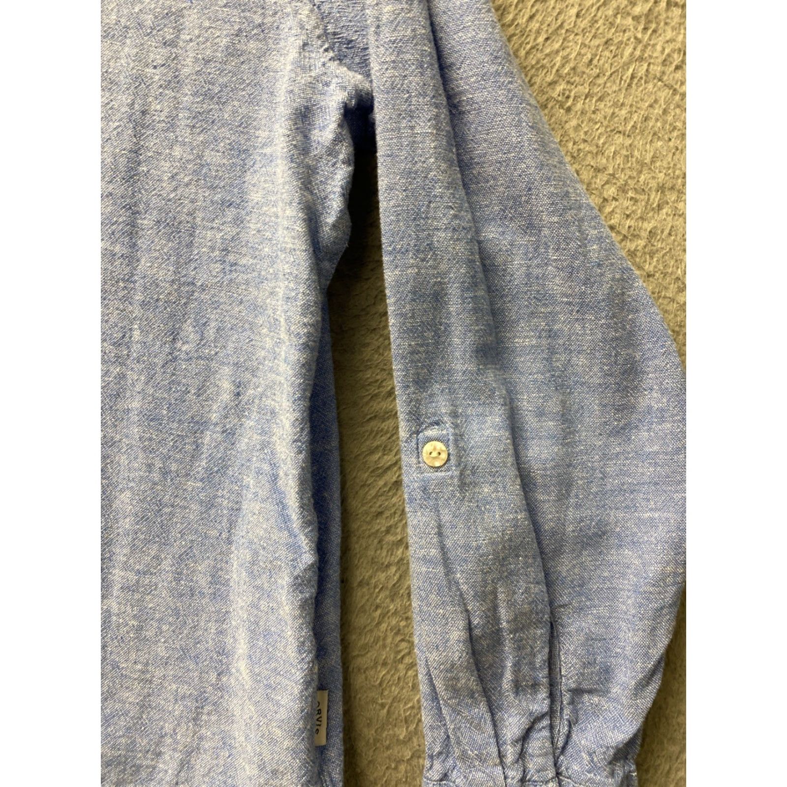 Orvis Orvis Shirt Women's XL Blue Button-Up Long Sleeve Linen Blend Regular Fit Breathable Easy Care Classic Beach Outdoor Fishing Size XL / US 12-14 / IT 48-50 - 5 Thumbnail