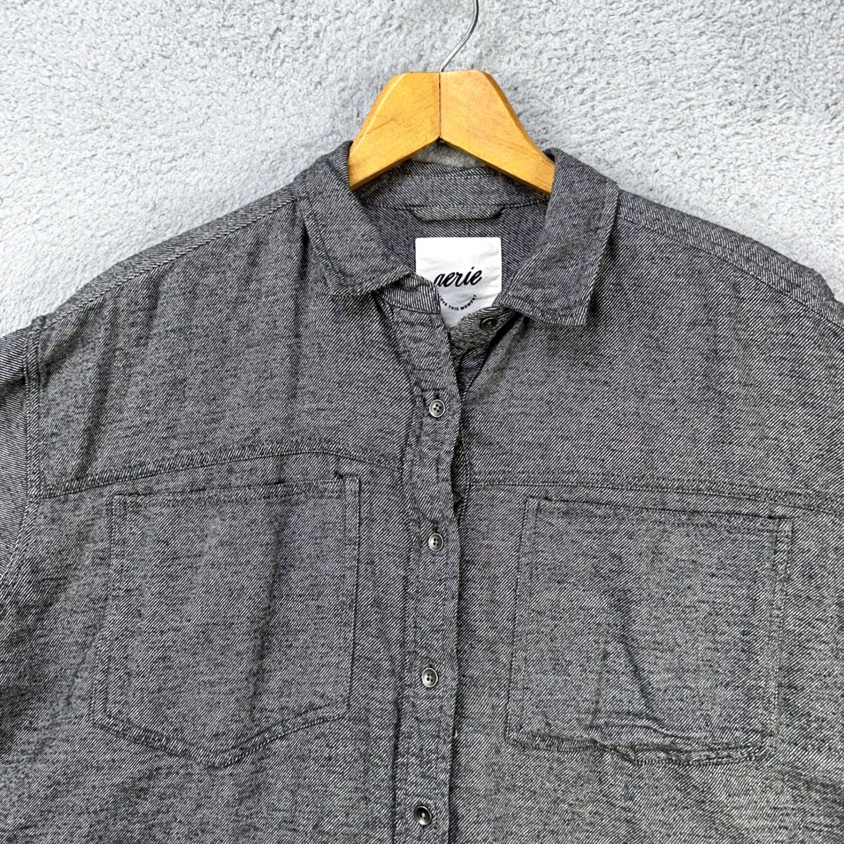 Vintage Aerie Flannel Shirt Womens Small Gray Long Sleeve Pocket Cotton Button Up Casual Size S / US 4 / IT 40 - 6 Thumbnail