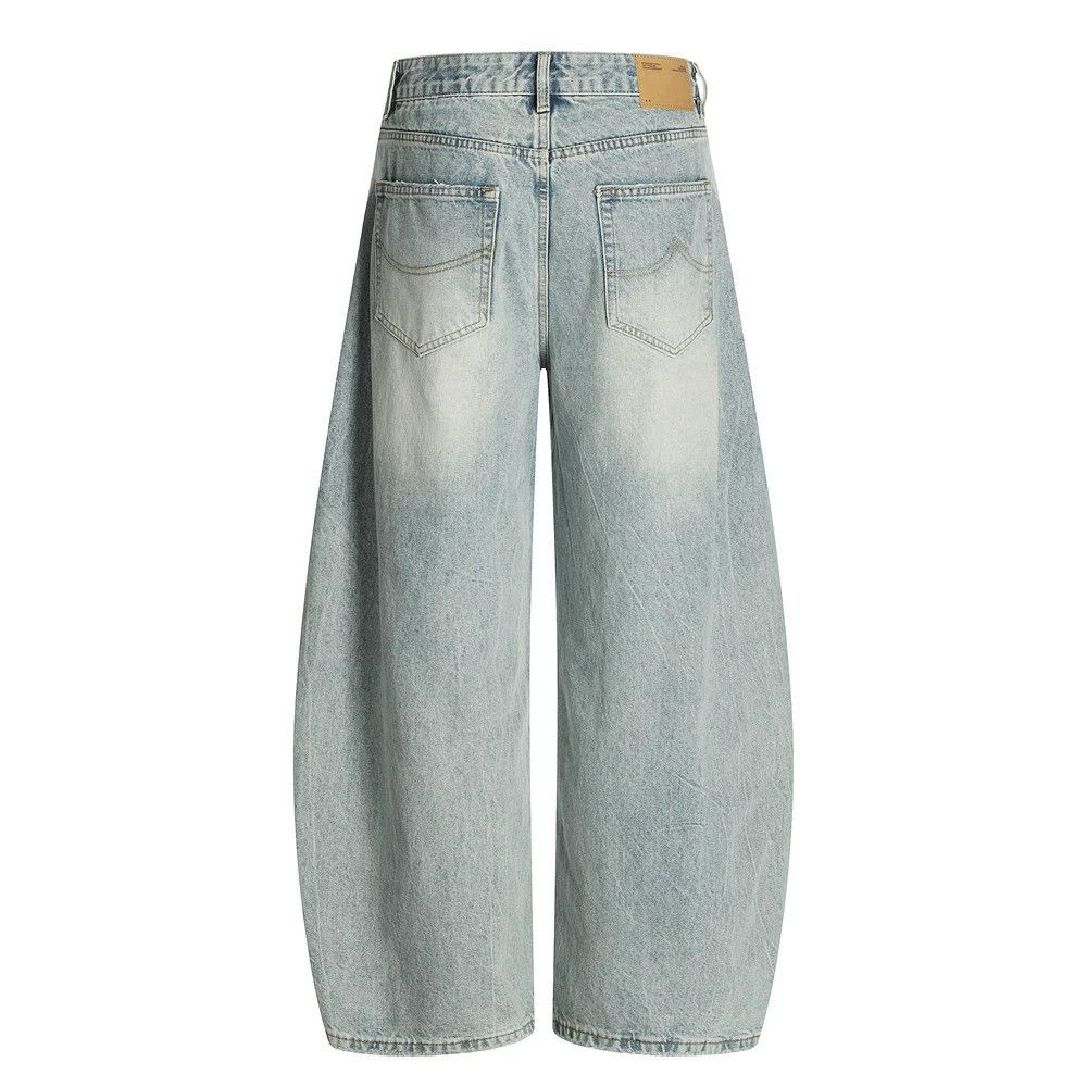 Jean Men's loose wide-leg punk distressed washed scimitar jeans Size US 32 / EU 48 - 2 Thumbnail