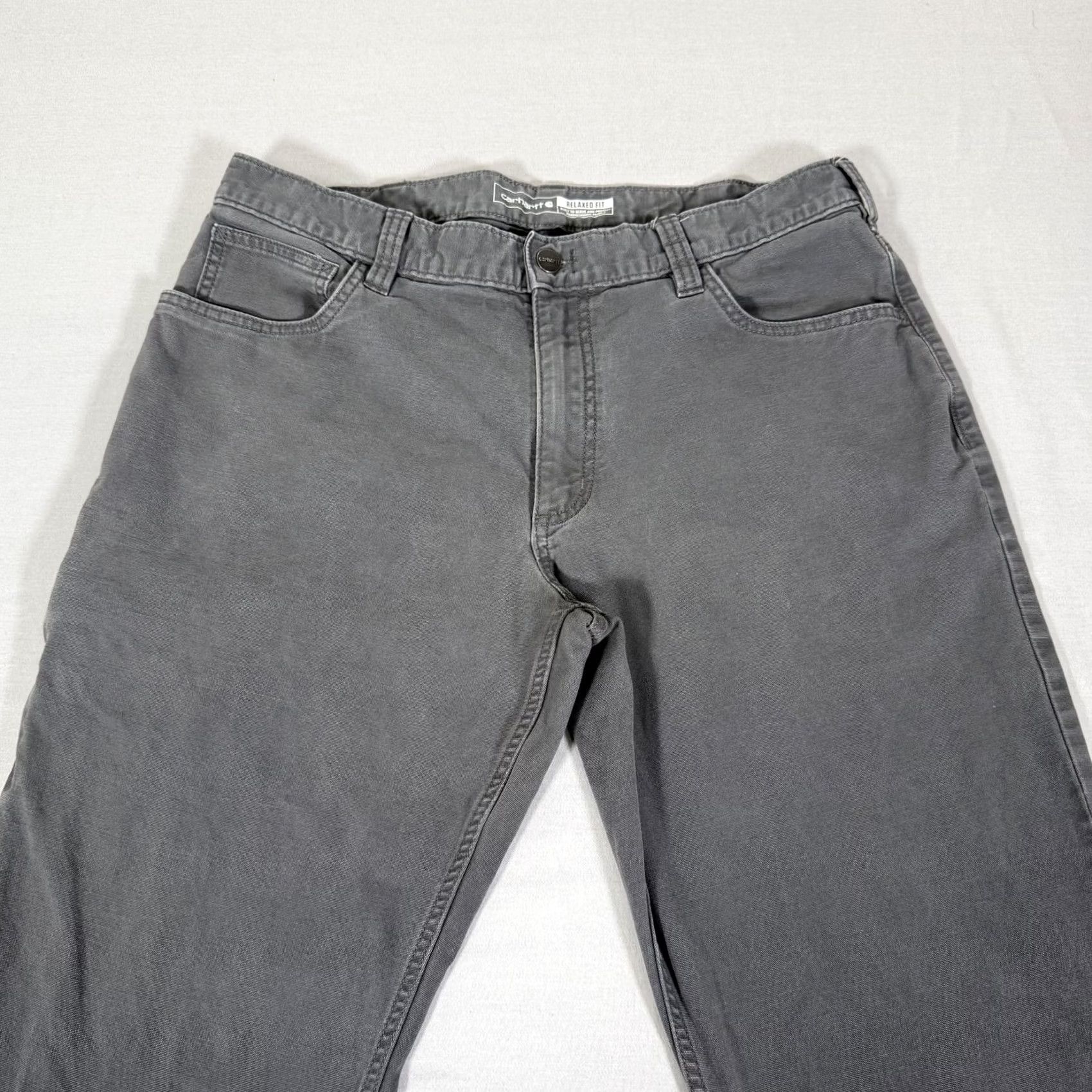 Carhartt Carhartt Rugged Flex Pants Mens 36x30 Gray Canvas Carpenter Relaxed Fit 5-Pocket Work Pant Straight Leg Denim/Workwear Shirt Not Included Size US 36 / EU 52 - 2 Thumbnail