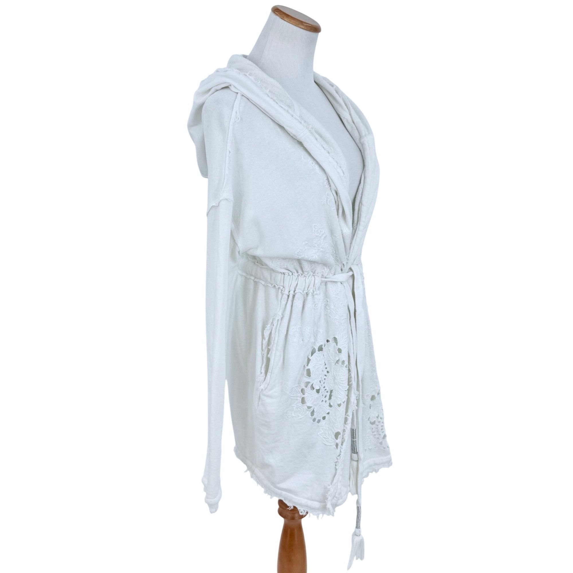 Free People Free People Ivory French Terry Relaxed Hooded Wrap Cardigan Size XS / US 0-2 / IT 36-38 - 12 Thumbnail