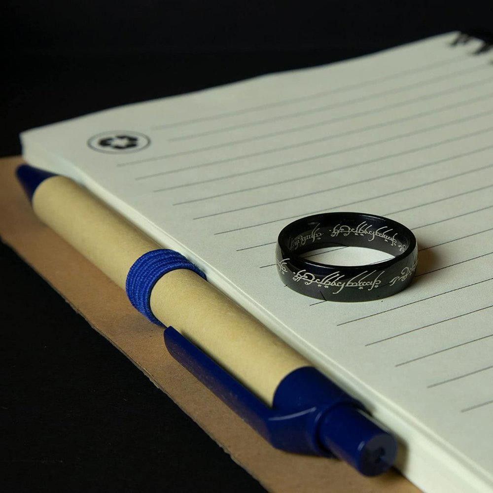 Designer Hobbit Lord of the Rings Black Engraving Ring - Size 7 Size ONE SIZE - 6 Thumbnail