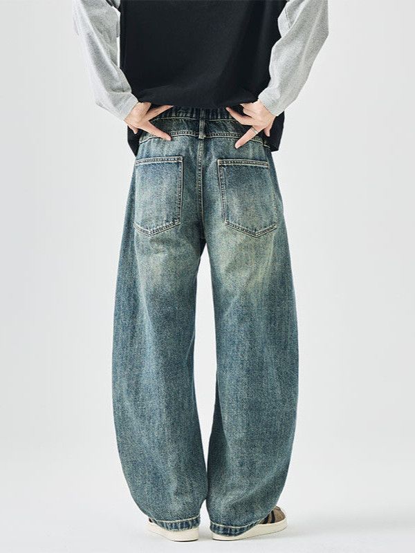 Vintage American retro washed men's straight baggy cutaway jeans Size US 32 / EU 48 - 4 Thumbnail