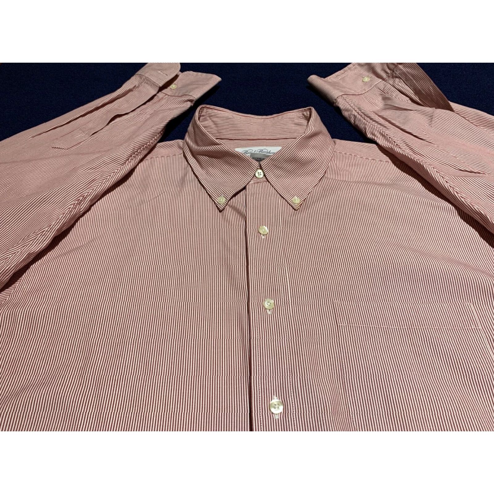 Brooks Brothers VINTAGE Brooks Brothers Dress Shirt Men Slim Fit 17-34 Red Striped Business Shirt Size 46R - 2 Thumbnail