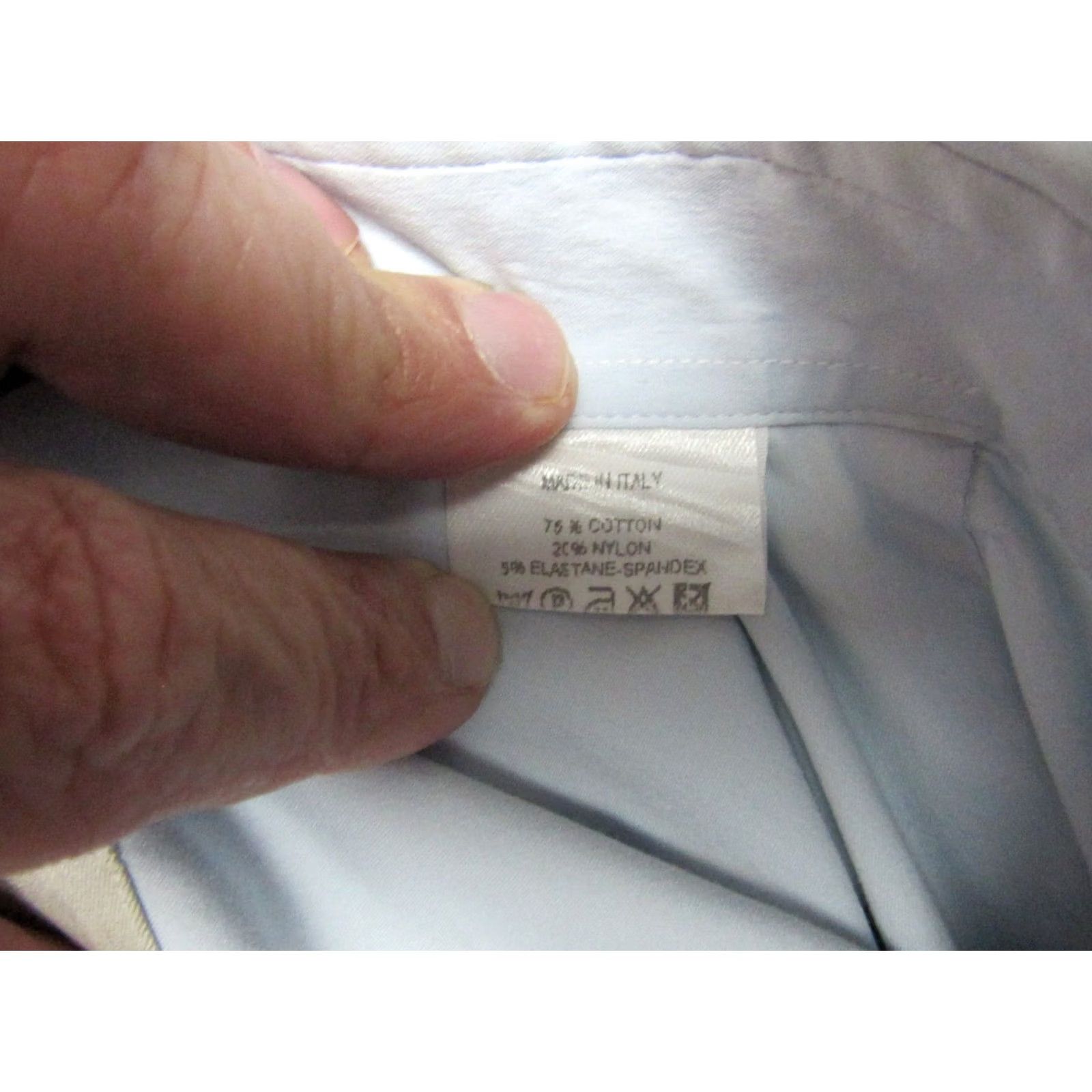 Ermenegildo Zegna Ermenegildo Zegna Dress Shirt Mens 2XL Blue Solid Office Formal Career 17/43 Angle Cuff Size 48R - 5 Thumbnail