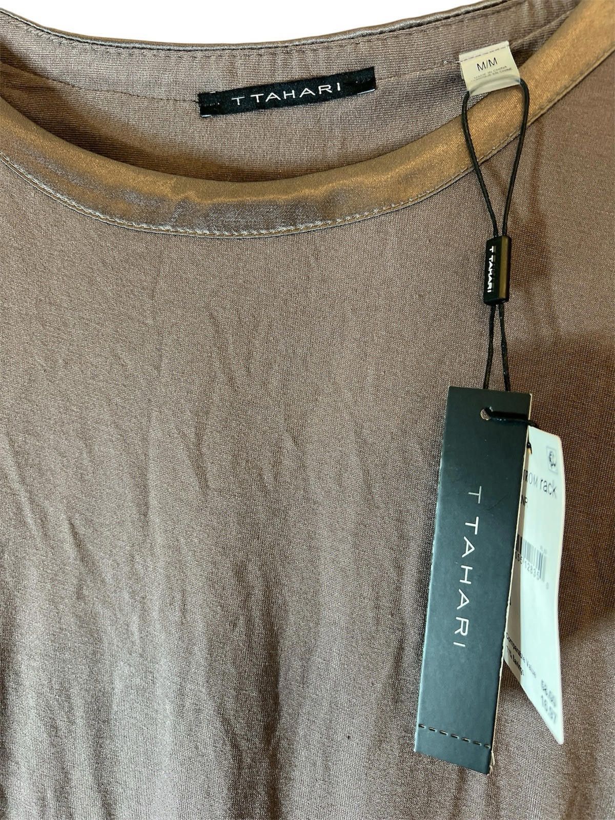 Designer T Tahari Brown Long Sleeve Soft Blouse Sz M $58 MSRP Size M / US 6-8 / IT 42-44 - 4 Thumbnail