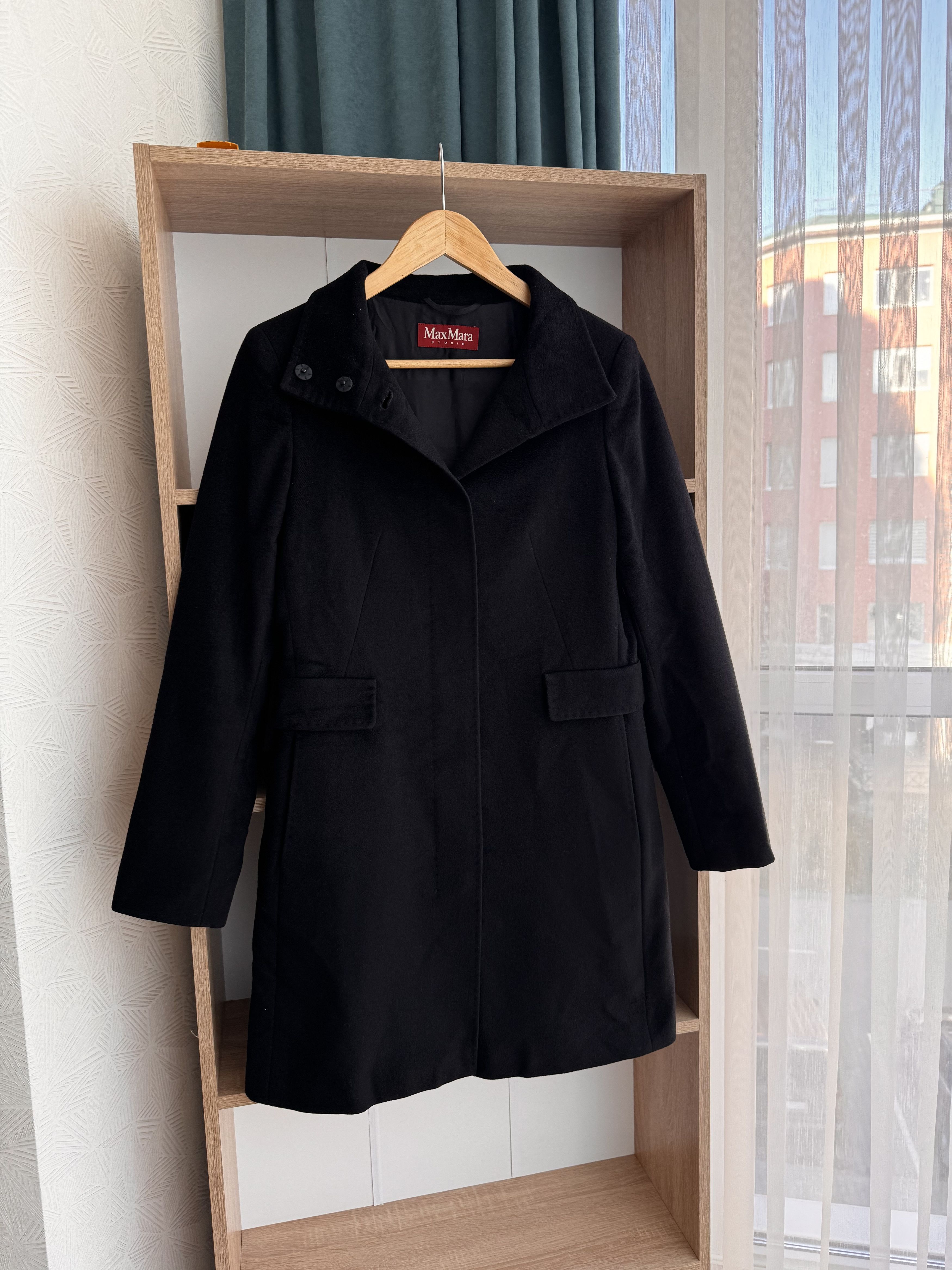Max Mara Vintage Max Mara Studio Black Luxury W’ Wool Coat Size S / US 4 / IT 40 - 10 Thumbnail