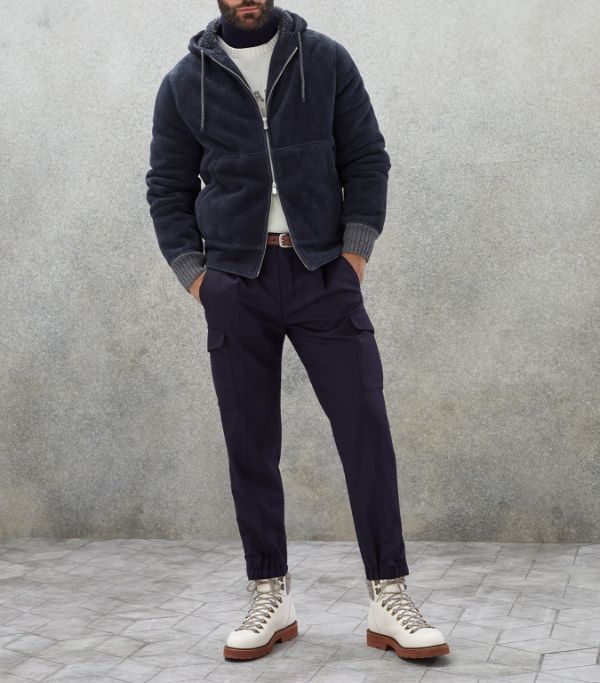 Brunello Cucinelli o1w1db10924 Fur Sweatshirt in Dark Blue Size US XS / EU 42 / 0 - 1 Thumbnail