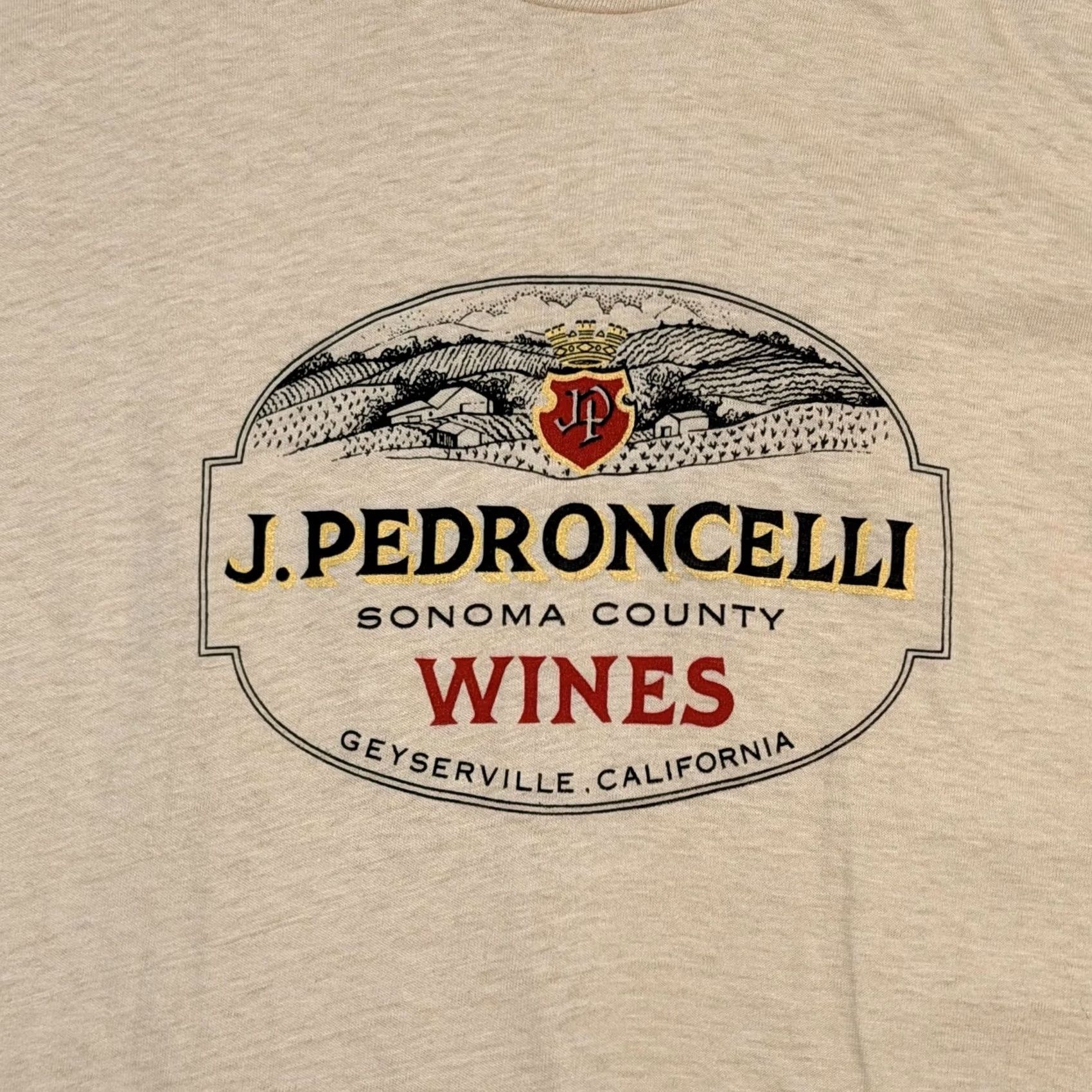 Hanes Vintage Hanes Shirt Mens XL Beige Crew Neck 100% Cotton Graphic Tee J. Pedroncelli Sonoma County Wines Geyserville California USA Men’s Size US XL / EU 56 / 4 - 2 Thumbnail
