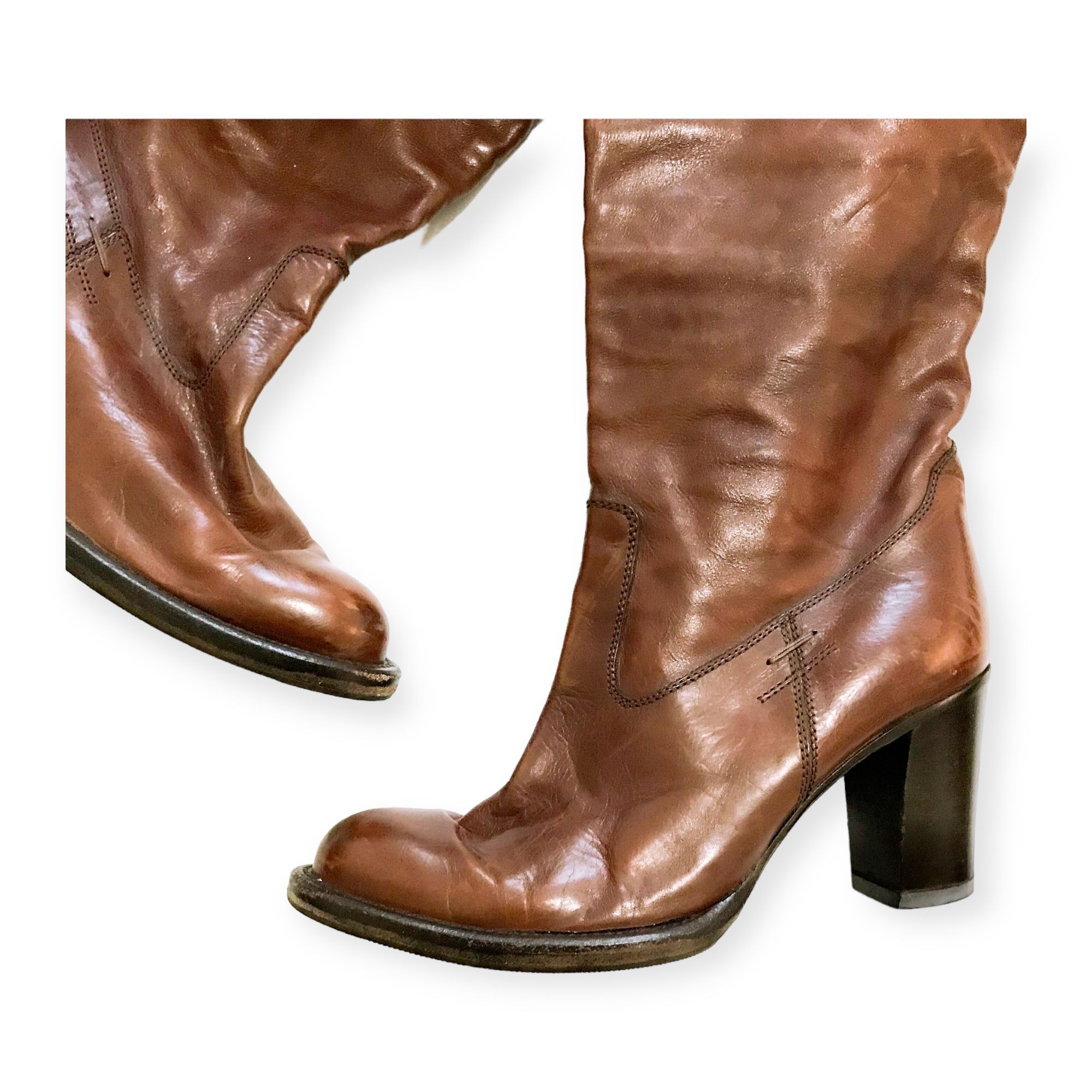 Barbara Bui Barbara Bui Brown Leather Knee High Boots EU 39 Archival Y2K Size US 9 / IT 39 - 3 Thumbnail