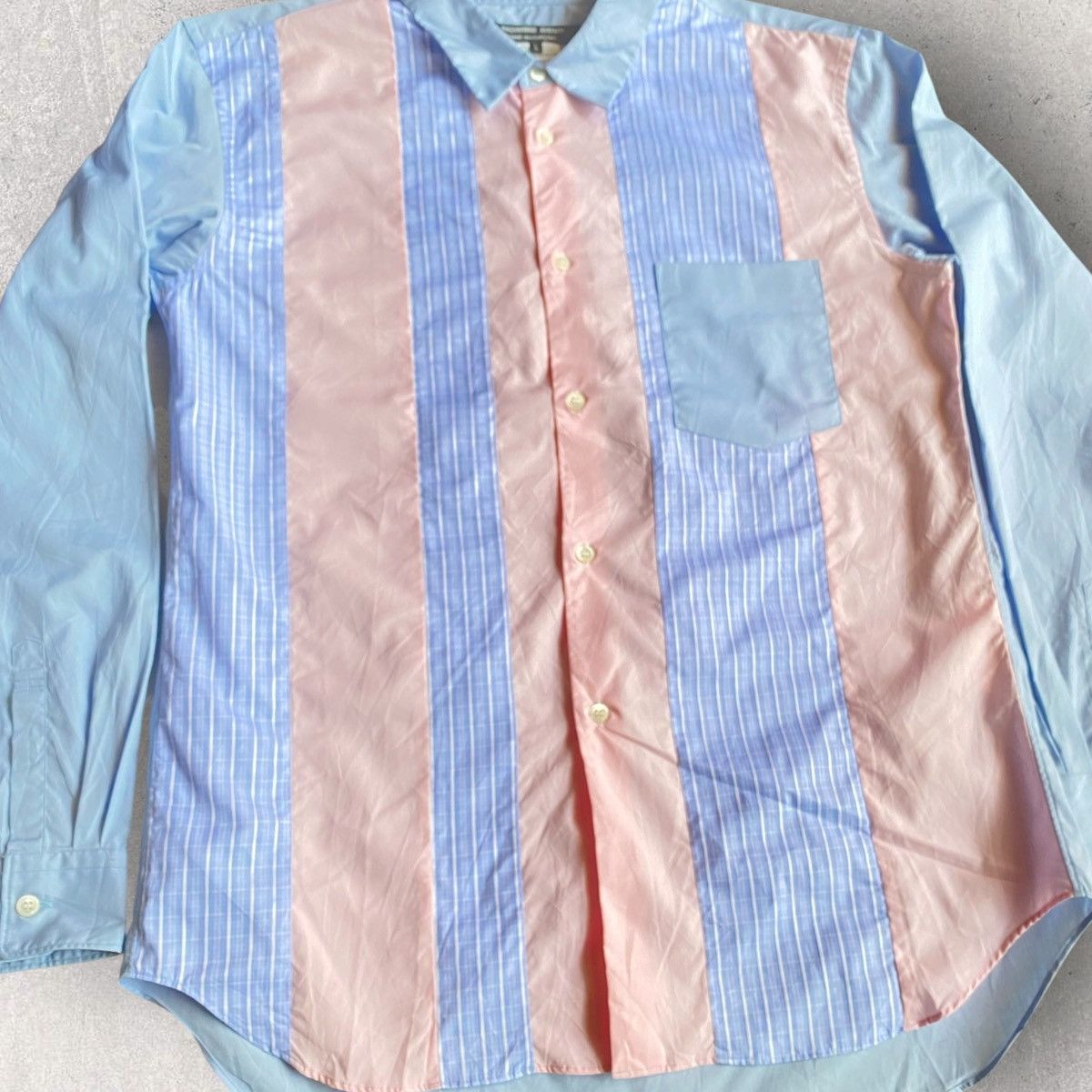 Comme des Garcons Fall15 Pink/Stripe Patches Shirt Size US L / EU 52-54 / 3 - 2 Thumbnail