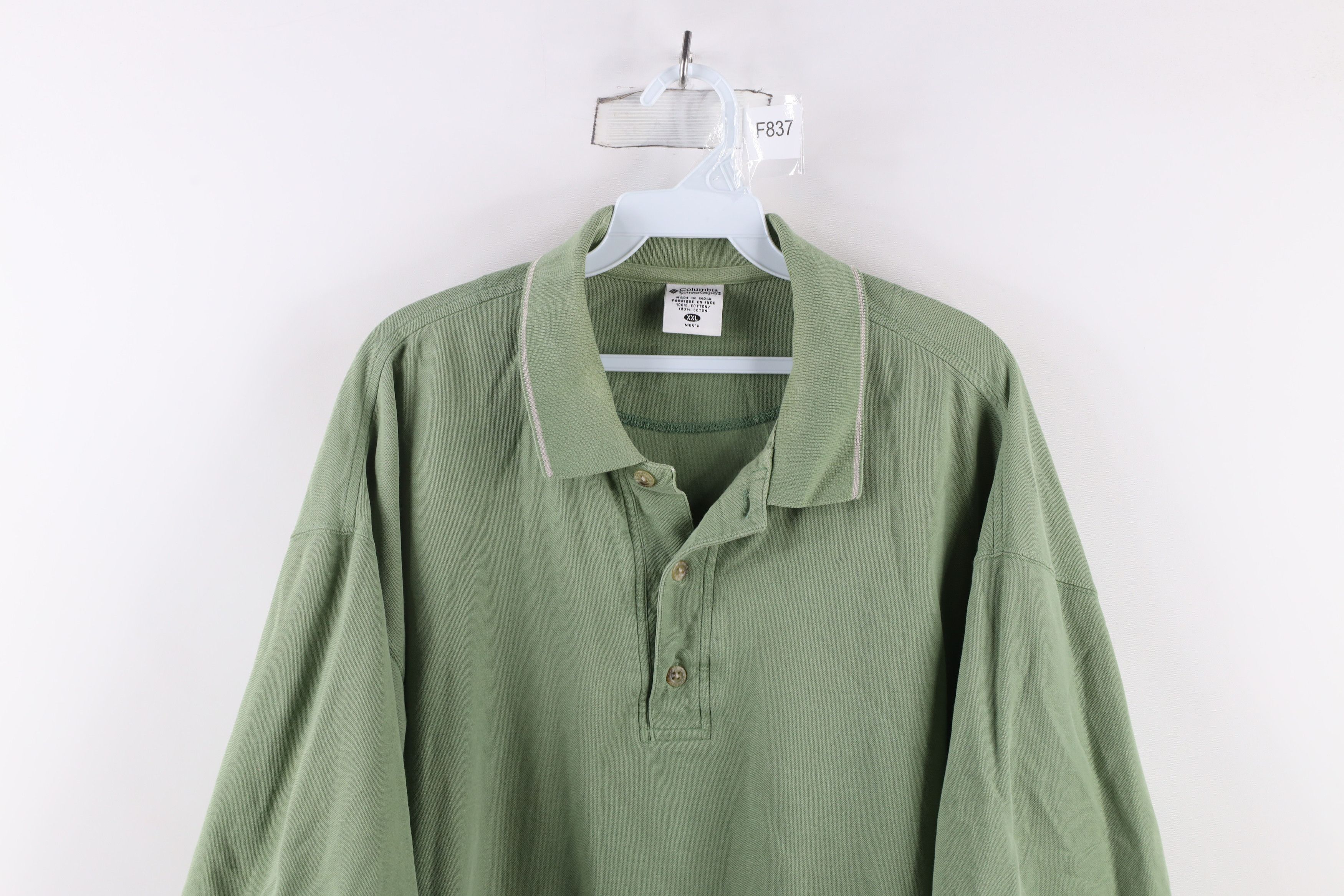 Columbia × Vintage Vintage 90s Columbia Out Pique Cotton Knit Polo Shirt Green Size US XXL / EU 58 / 5 - 2 Thumbnail