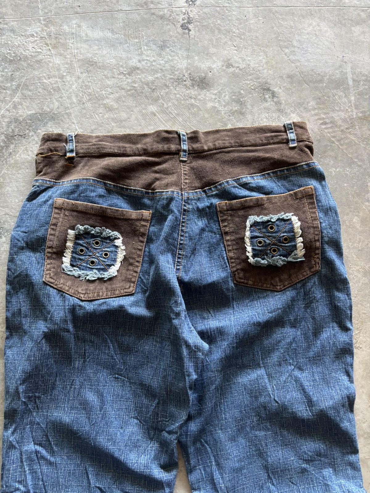 Japanese Brand PLACEMI flare japanese jeans hybrid denim curduroy Size US 31 - 12 Thumbnail