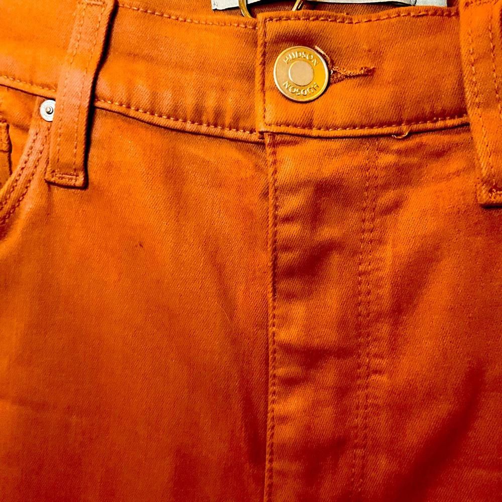 Designer HUDSON Cognac Brown Coated Long Flare Long Jeans Size 30 Size 30" / US 8 / IT 44 - 2 Thumbnail
