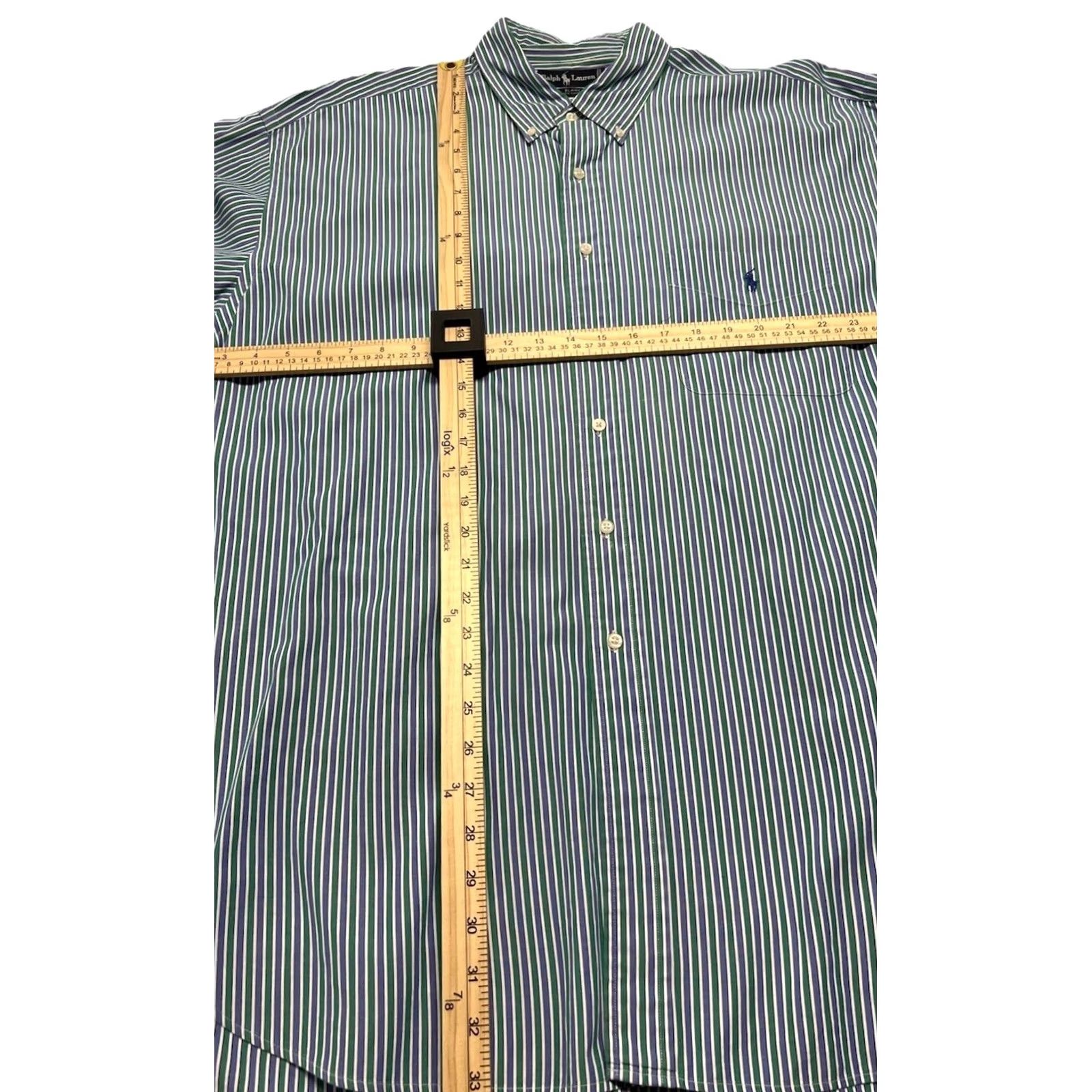Ralph Lauren Ralph Lauren Blaire Button-Up Shirt Men 2XL Striped 100% Cotton Long Sleeve Green/Blue Classic Fit Bagger? Size US XXL / EU 58 / 5 - 7 Thumbnail