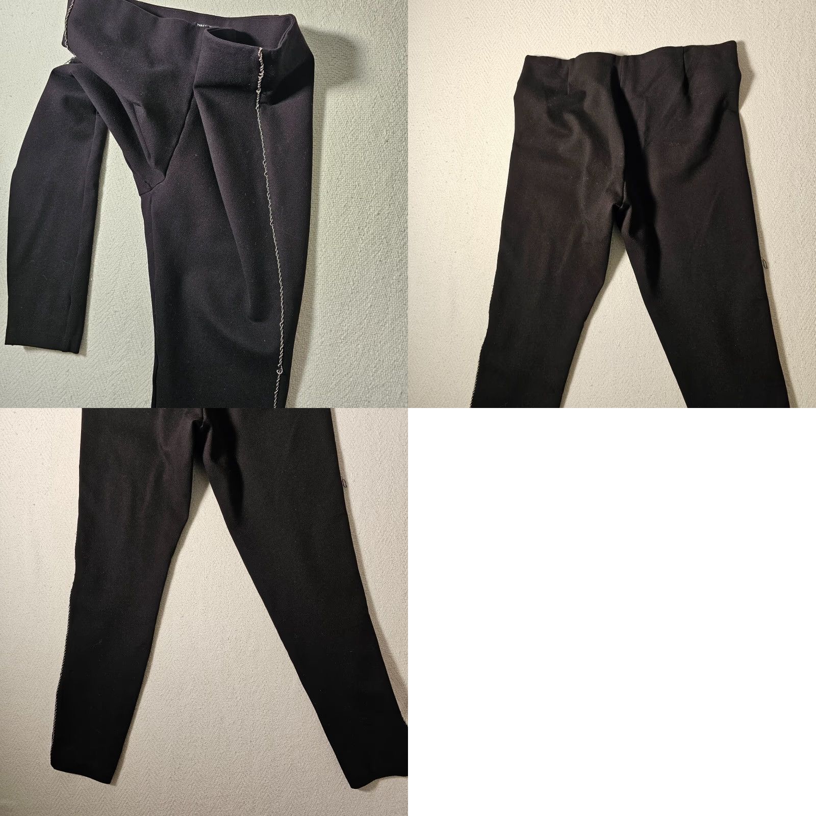 Zara Zara Trafaluc Collection Pants Women XL Black Cropped Stretch Pull On Polyester Ponte Rhinestone 90s Womens Size 40" / US 18 - 8 Thumbnail