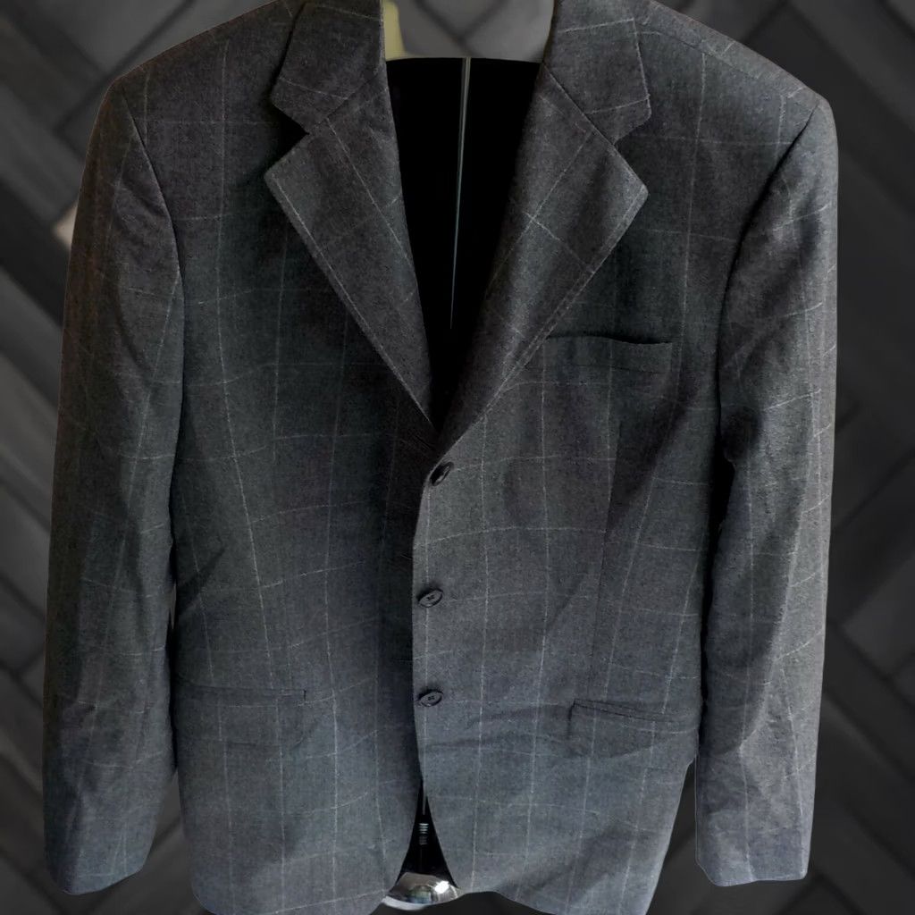 Paul Stuart VINTAGE Paul Stuart Blazer 3 Button Check Wool Gray White 38R Mens Size 38R - 1 Thumbnail