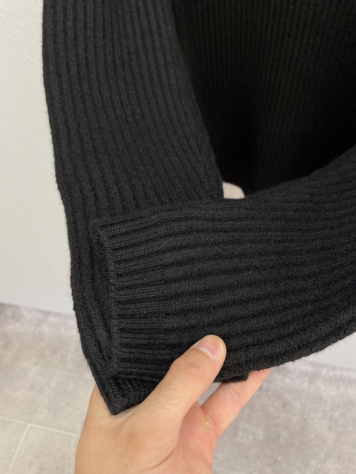 Vintage Stone Island Knitted Wool Sweater All Black Size M
