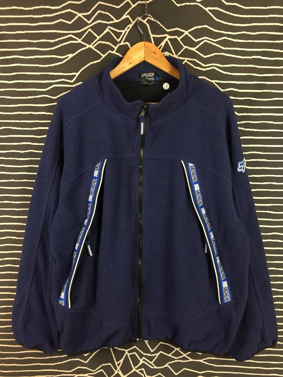 Fox Racing Vtg Fox Racing Motocross Tape Logo Full Zip Fleece Jacket Size US L / EU 52-54 / 3 - 1 Thumbnail
