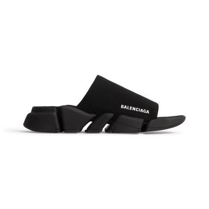 Balenciaga o1mt1gz0226 Speed 2.0 Recycled Knit Slide Sandals In Black Size US 12 / EU 45 - 1 Thumbnail