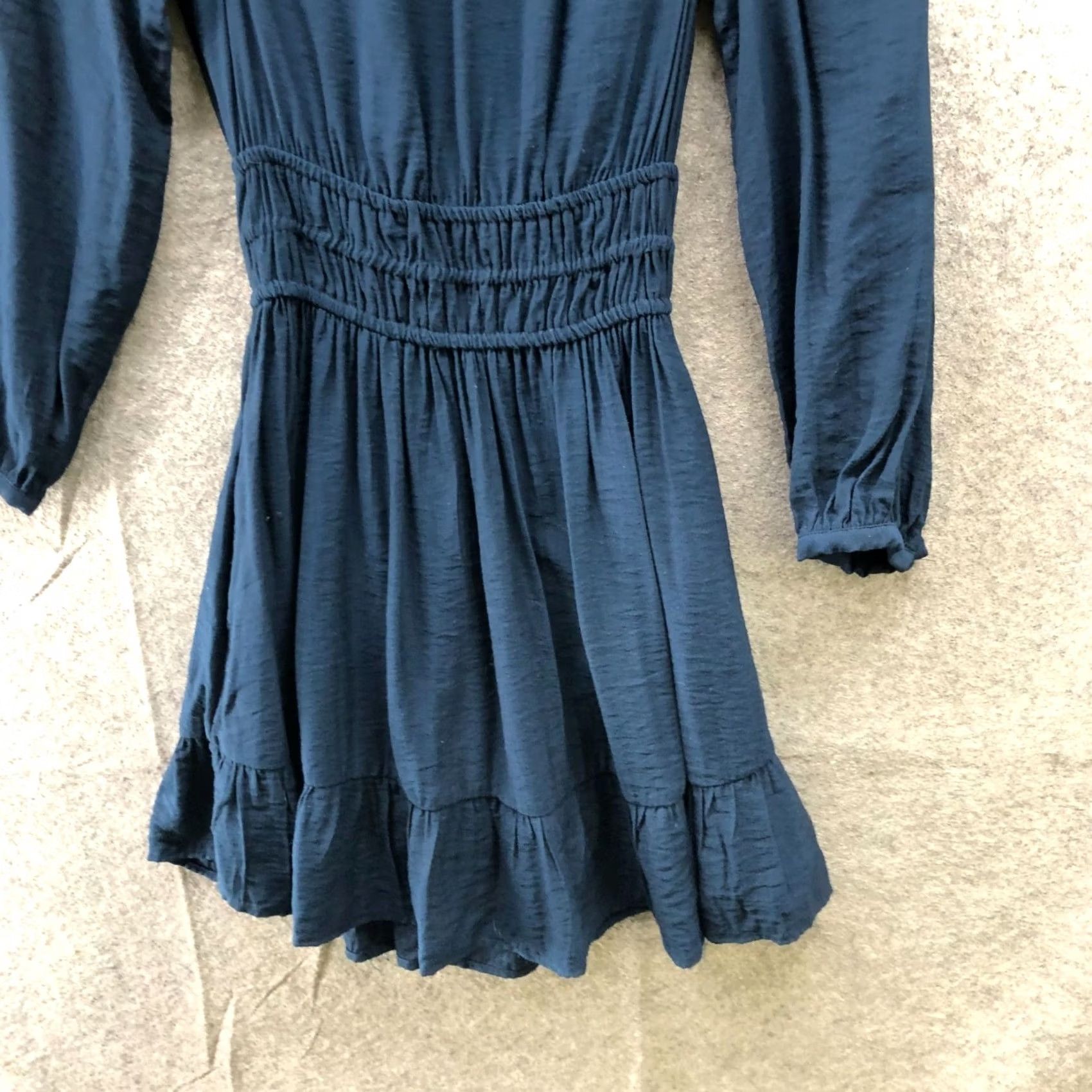 Madewell VINTAGE Madewell Long Sleeve Mini Dress Womens XXS Blue Teal Tie Back Open Back A-Line Size XXS / US 00 / IT 34 - 4 Thumbnail