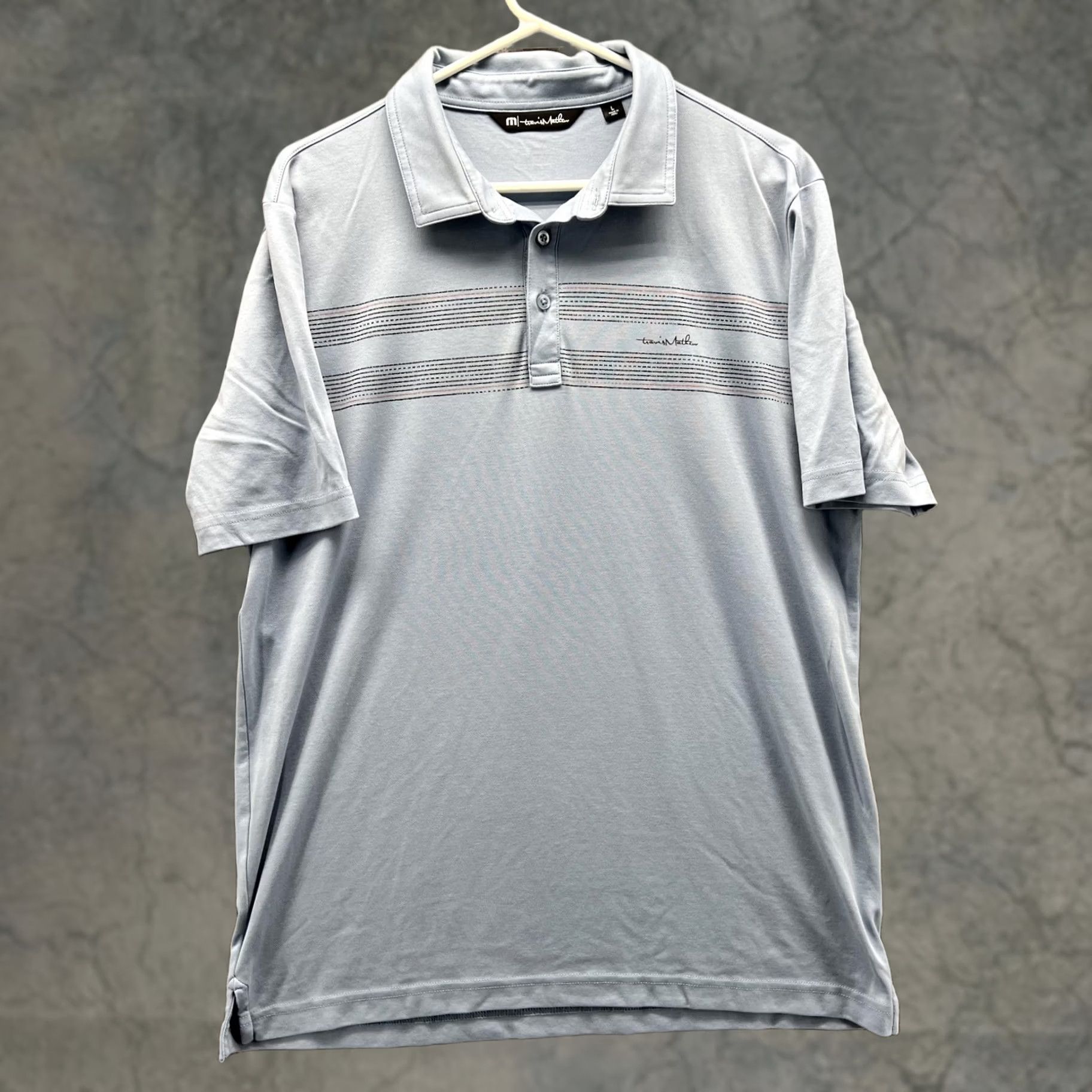 TravisMathew Travis Mathew Polo Shirt Mens Large Blue Chest Stripe Short Sleeve Golf Casual Shirt Size US L / EU 52-54 / 3 - 1 Thumbnail