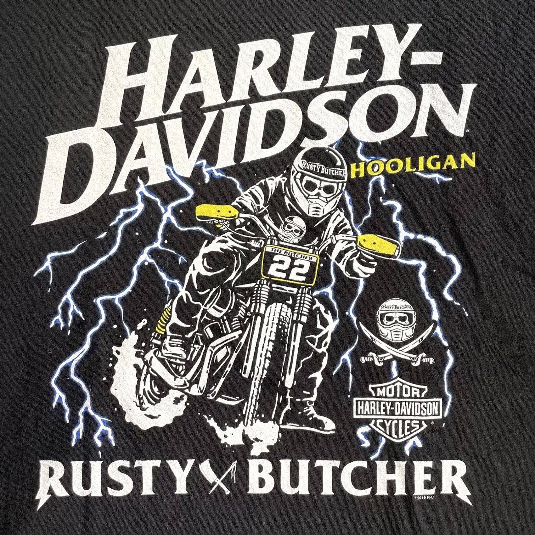Harley Davidson Harley-Davidson Shirt Mens 3XL Black T-Shirt Rusty Butcher Hooligan Racing Skeleton Motorcross Mens Size US XXL / EU 58 / 5 - 2 Thumbnail