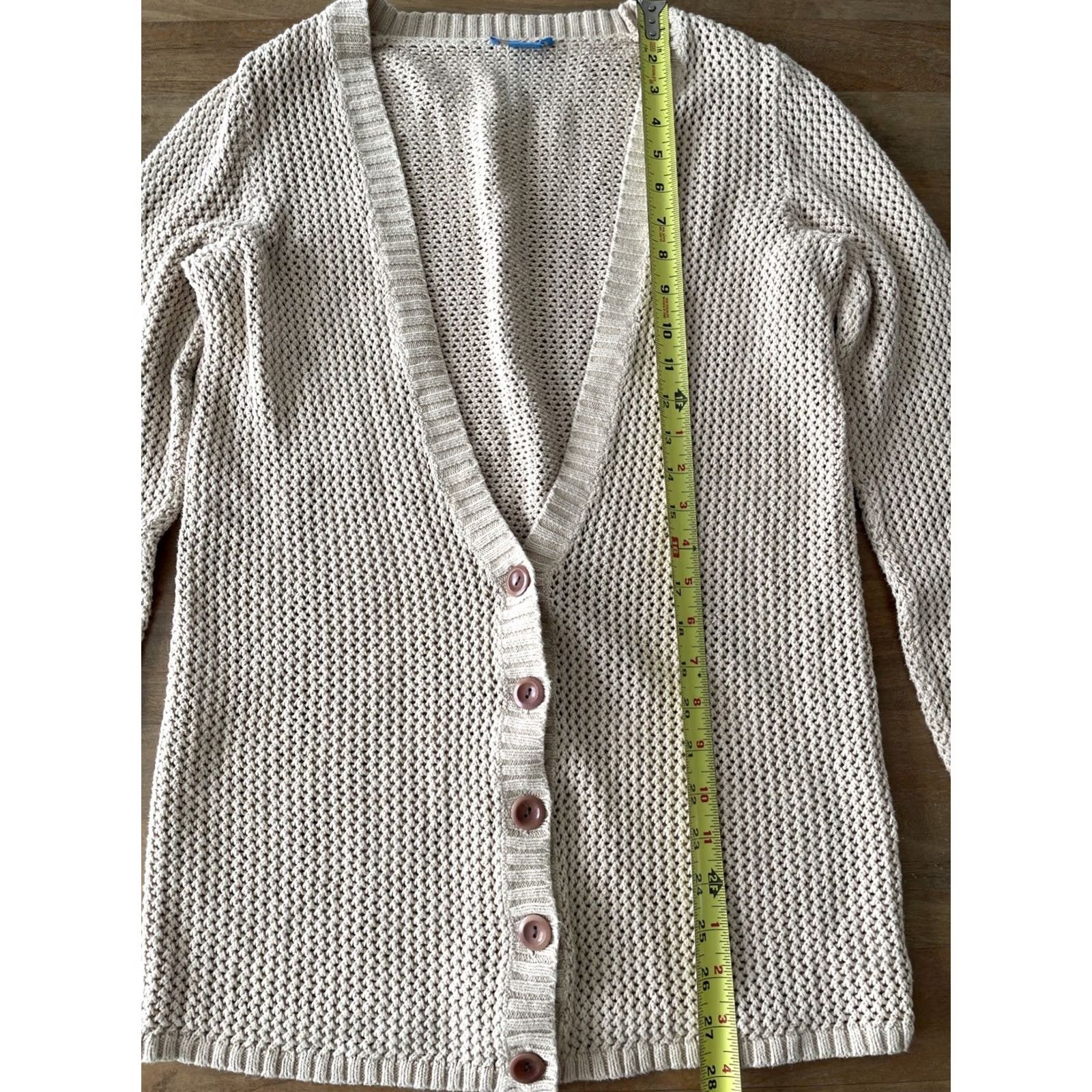 White + Warren VINTAGE White + Warren Cardigan Womens M Beige Cable-Knit Fisherman Button Front Sweater 90s 2000s Preppy Mens Womens Boys Girls Size M / US 6-8 / IT 42-44 - 7 Thumbnail