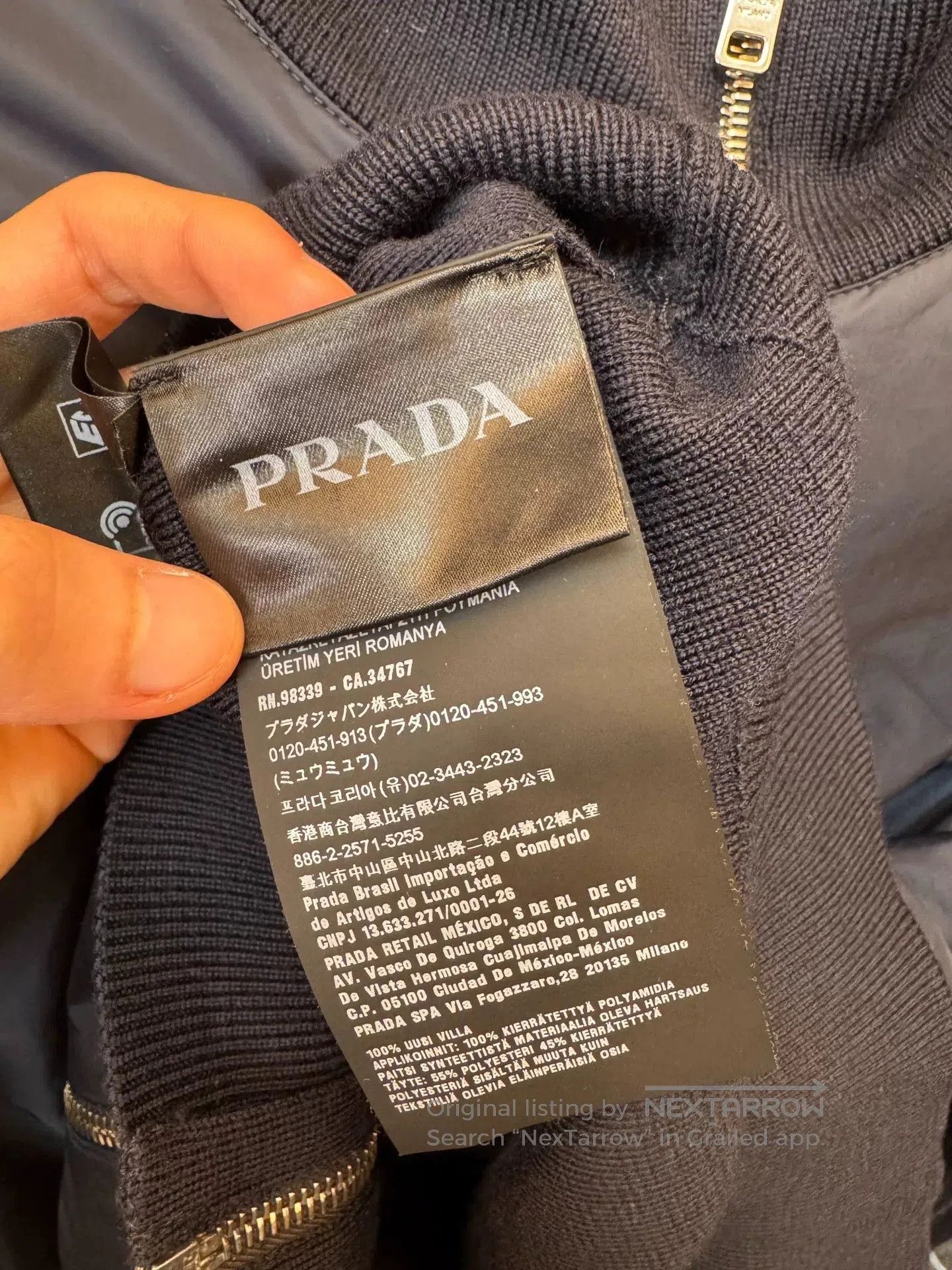 Prada Prada Navy Triangle Logo Knit Jacket. Size US L / EU 52-54 / 3 - 4 Thumbnail