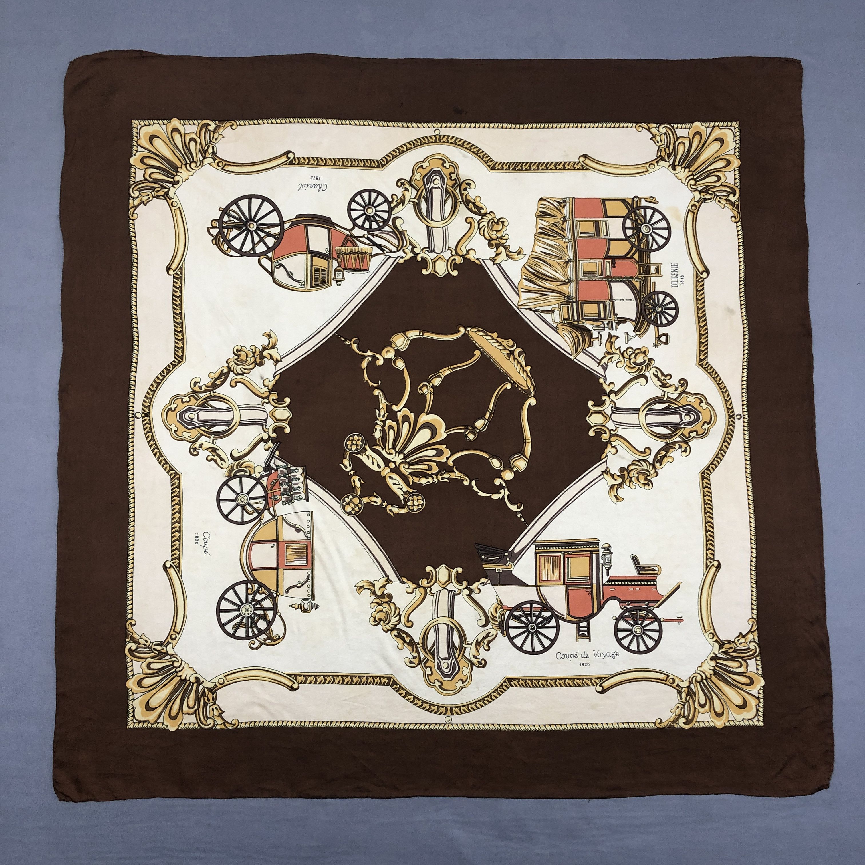 Other × Vintage Vintage 80s Carriage SILK Scarf Twill Stole Wraps Scarves Size ONE SIZE - 1 Thumbnail