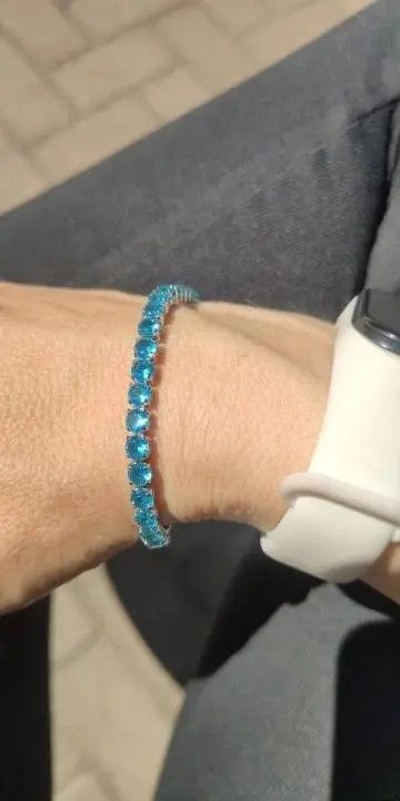 VIBE 4mm Tennis Chain Sterling Silver Light Blue Bracelet Size ONE SIZE - 2 Thumbnail