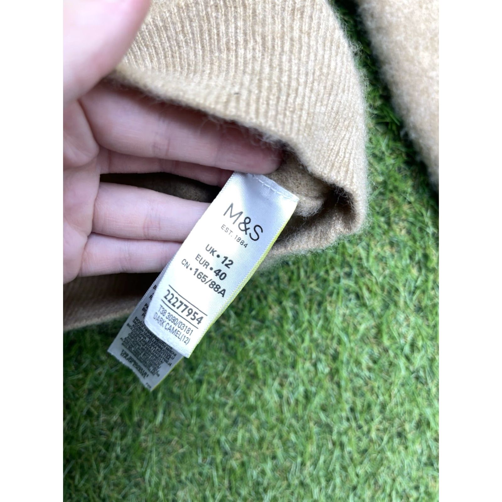 Marks & Spencer M & S Autograph Cashmere Sweater Womens UK 12 Fits Small 100% Beige Fall Warm Y2K Size S / US 4 / IT 40 - 5 Thumbnail