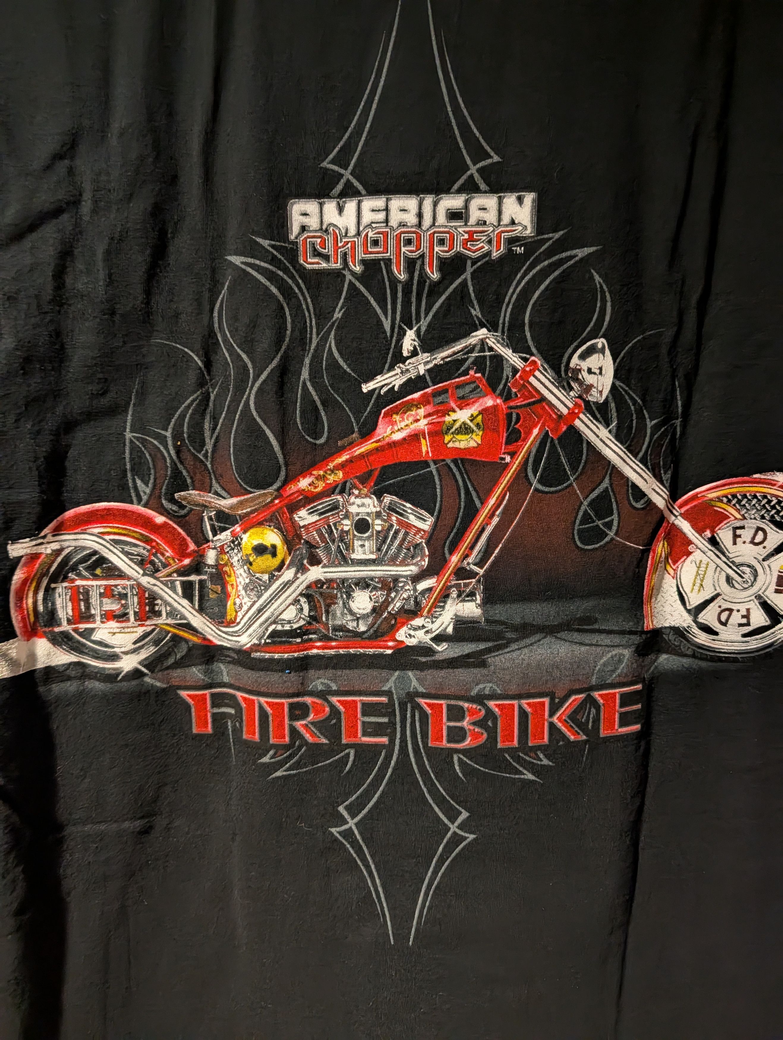 Harley Davidson Vintage Y2K American Choppers Fire Bike Flames T-Shirt Size US XXL / EU 58 / 5 - 2 Thumbnail